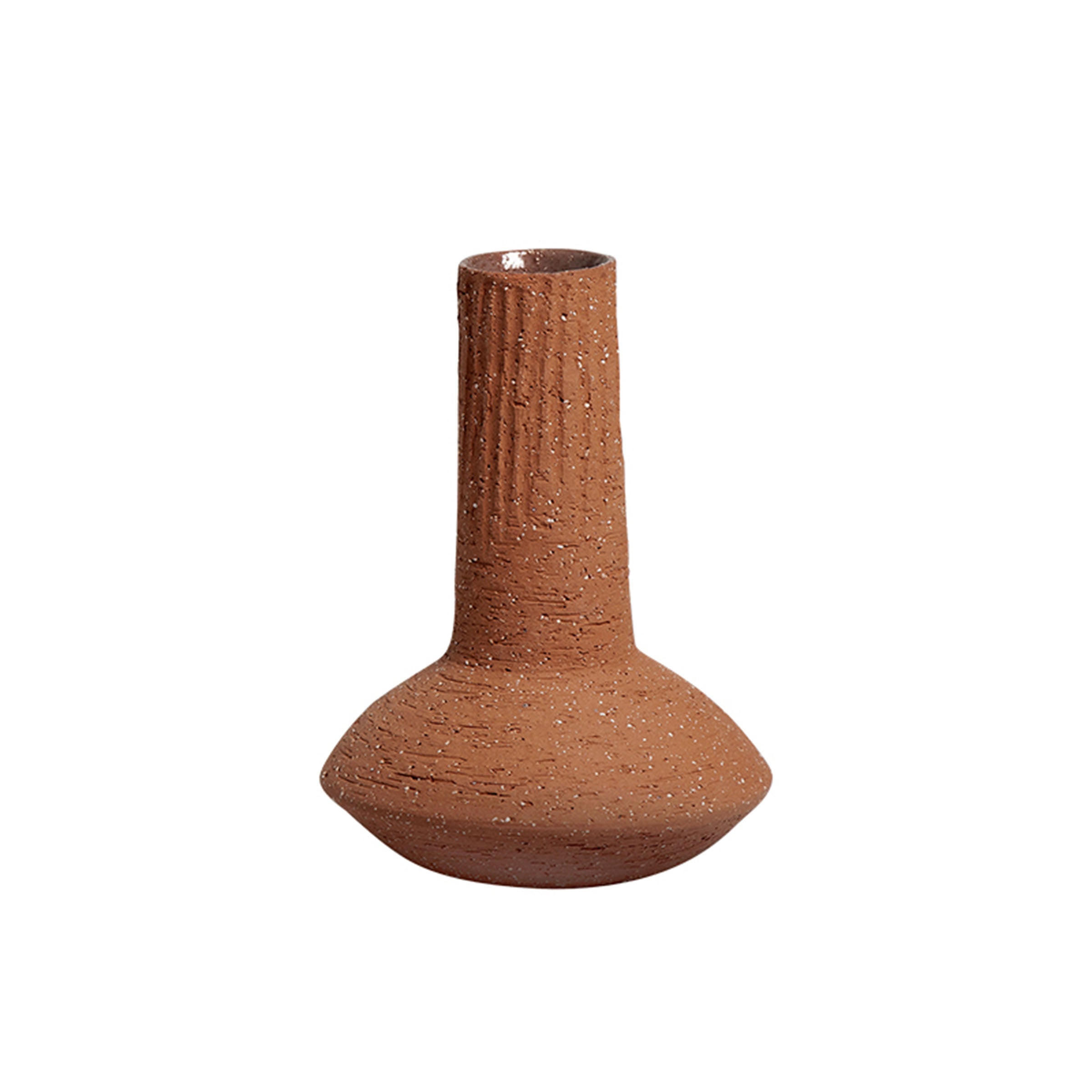 Long Neck Coarse Pottery Bottle-B FF-D23080B - Vases - ebarza Furniture UAE | Shop Modern Furniture in Abu Dhabi & Dubai - مفروشات ايبازرا في الامارات | تسوق اثاث عصري وديكورات مميزة في دبي وابوظبي