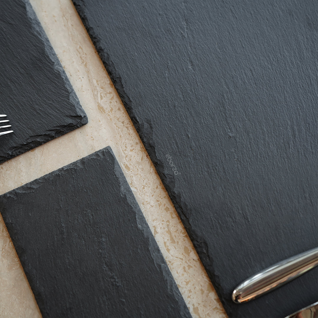 Slate Serving Board Rough Chipped Edges 30x10cm - CKPL3010B - Trays - ebarza Furniture UAE | Shop Modern Furniture in Abu Dhabi & Dubai - مفروشات ايبازرا في الامارات | تسوق اثاث عصري وديكورات مميزة في دبي وابوظبي
