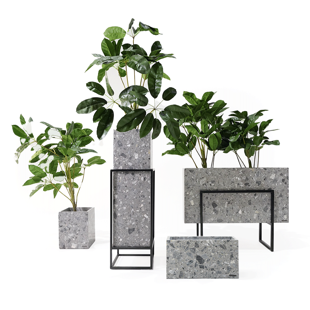 Terrazzo Grey Planter Box 306-N0370 - Planter Boxes - ebarza Furniture UAE | Shop Modern Furniture in Abu Dhabi & Dubai - مفروشات ايبازرا في الامارات | تسوق اثاث عصري وديكورات مميزة في دبي وابوظبي