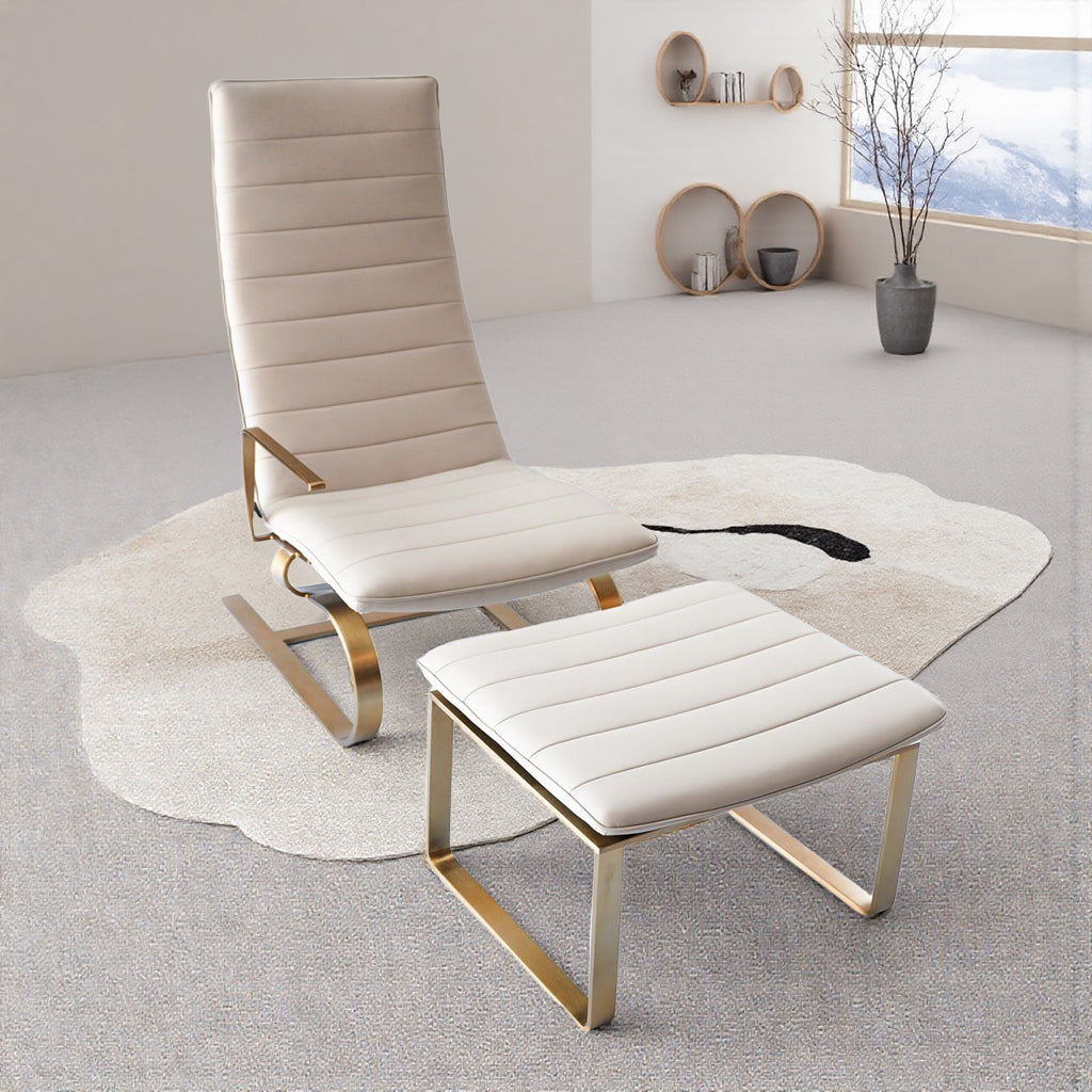 Right arm chair with Ottoman CC-OTT-302R - Lounge Chairs - ebarza Furniture UAE | Shop Modern Furniture in Abu Dhabi & Dubai - مفروشات ايبازرا في الامارات | تسوق اثاث عصري وديكورات مميزة في دبي وابوظبي