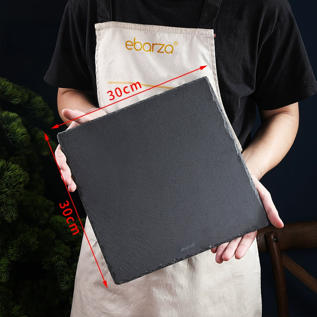 Slate Serving Board Rough Chipped Edges 30x30cm - CKPL3030B - Trays - ebarza Furniture UAE | Shop Modern Furniture in Abu Dhabi & Dubai - مفروشات ايبازرا في الامارات | تسوق اثاث عصري وديكورات مميزة في دبي وابوظبي
