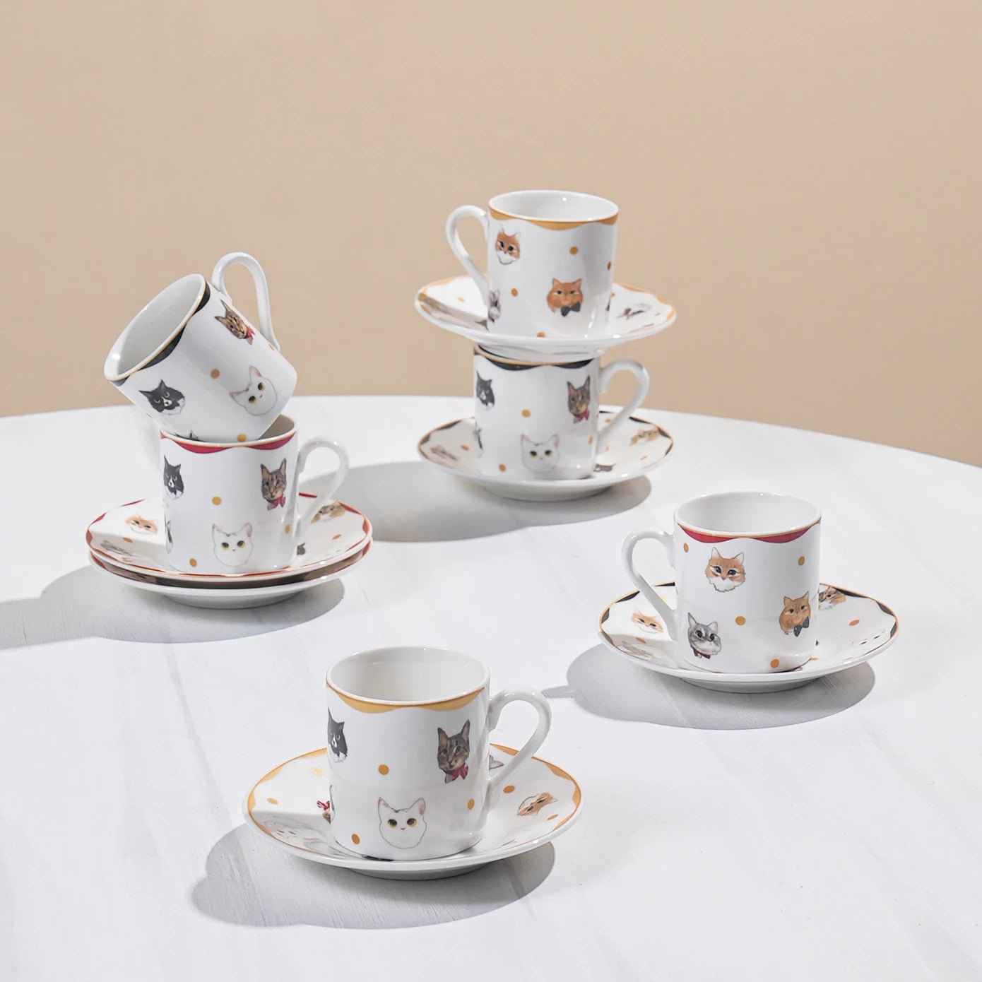 Karaca Gato Coffee Cup Set of 6 People 80 ml 153.03.06.8749 - Coffee Sets - ebarza Furniture UAE | Shop Modern Furniture in Abu Dhabi & Dubai - مفروشات ايبازرا في الامارات | تسوق اثاث عصري وديكورات مميزة في دبي وابوظبي