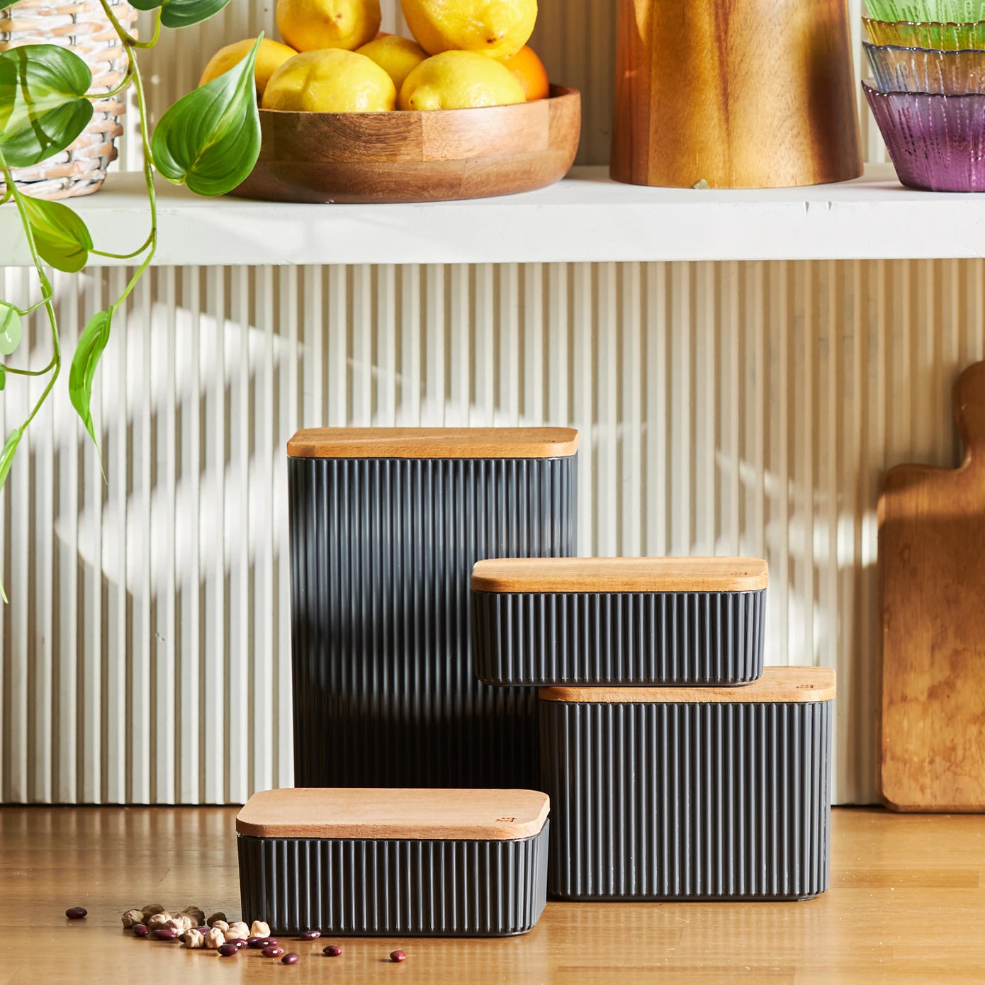 Karaca Massimo 4-Piece Storage Box Set Anthracite 153.09.01.0576 - Spice Sets - ebarza Furniture UAE | Shop Modern Furniture in Abu Dhabi & Dubai - مفروشات ايبازرا في الامارات | تسوق اثاث عصري وديكورات مميزة في دبي وابوظبي