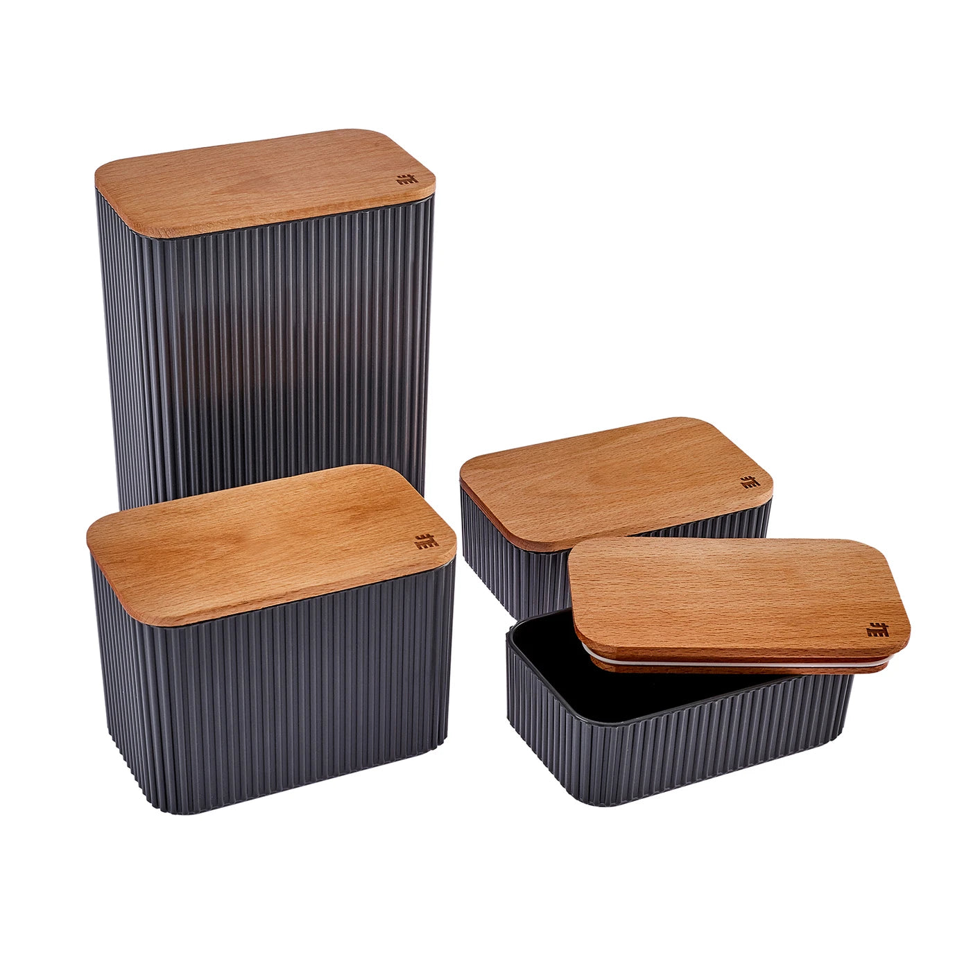 Karaca Massimo 4-Piece Storage Box Set Anthracite 153.09.01.0576 - Spice Sets - ebarza Furniture UAE | Shop Modern Furniture in Abu Dhabi & Dubai - مفروشات ايبازرا في الامارات | تسوق اثاث عصري وديكورات مميزة في دبي وابوظبي