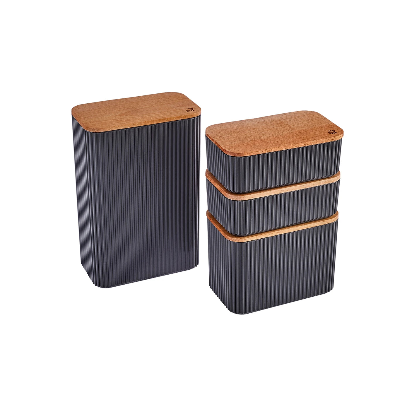 Karaca Massimo 4-Piece Storage Box Set Anthracite 153.09.01.0576 - Spice Sets - ebarza Furniture UAE | Shop Modern Furniture in Abu Dhabi & Dubai - مفروشات ايبازرا في الامارات | تسوق اثاث عصري وديكورات مميزة في دبي وابوظبي