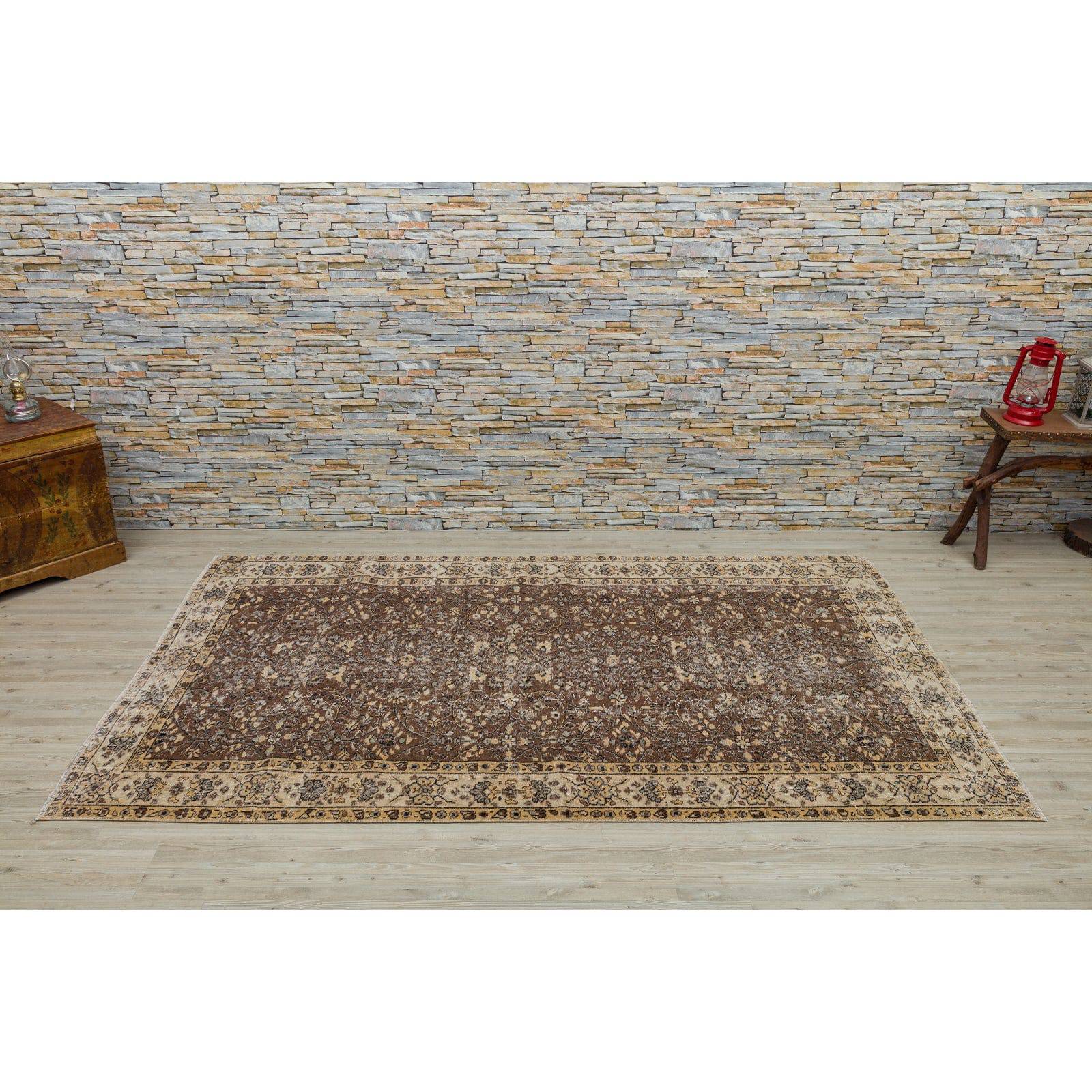 153X246 Cm Anatolian Hand Knotted Carpet Vintage Style 2550 - Rugs - ebarza Furniture UAE | Shop Modern Furniture in Abu Dhabi & Dubai - مفروشات ايبازرا في الامارات | تسوق اثاث عصري وديكورات مميزة في دبي وابوظبي
