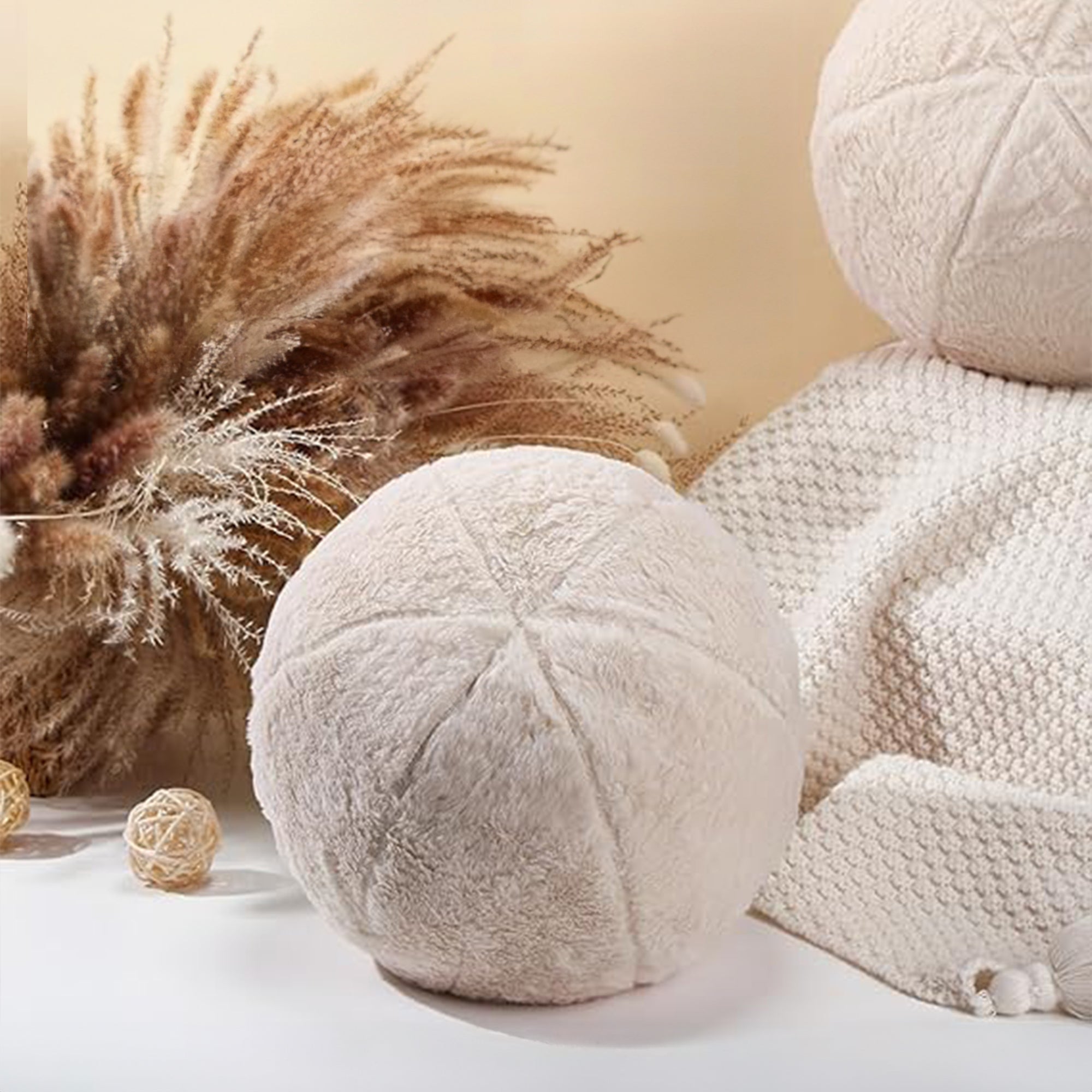 D=30*1 SKJG Acq Plush Ball Cushion (with filling) - ECC064 - Cushions - ebarza Furniture UAE | Shop Modern Furniture in Abu Dhabi & Dubai - مفروشات ايبازرا في الامارات | تسوق اثاث عصري وديكورات مميزة في دبي وابوظبي