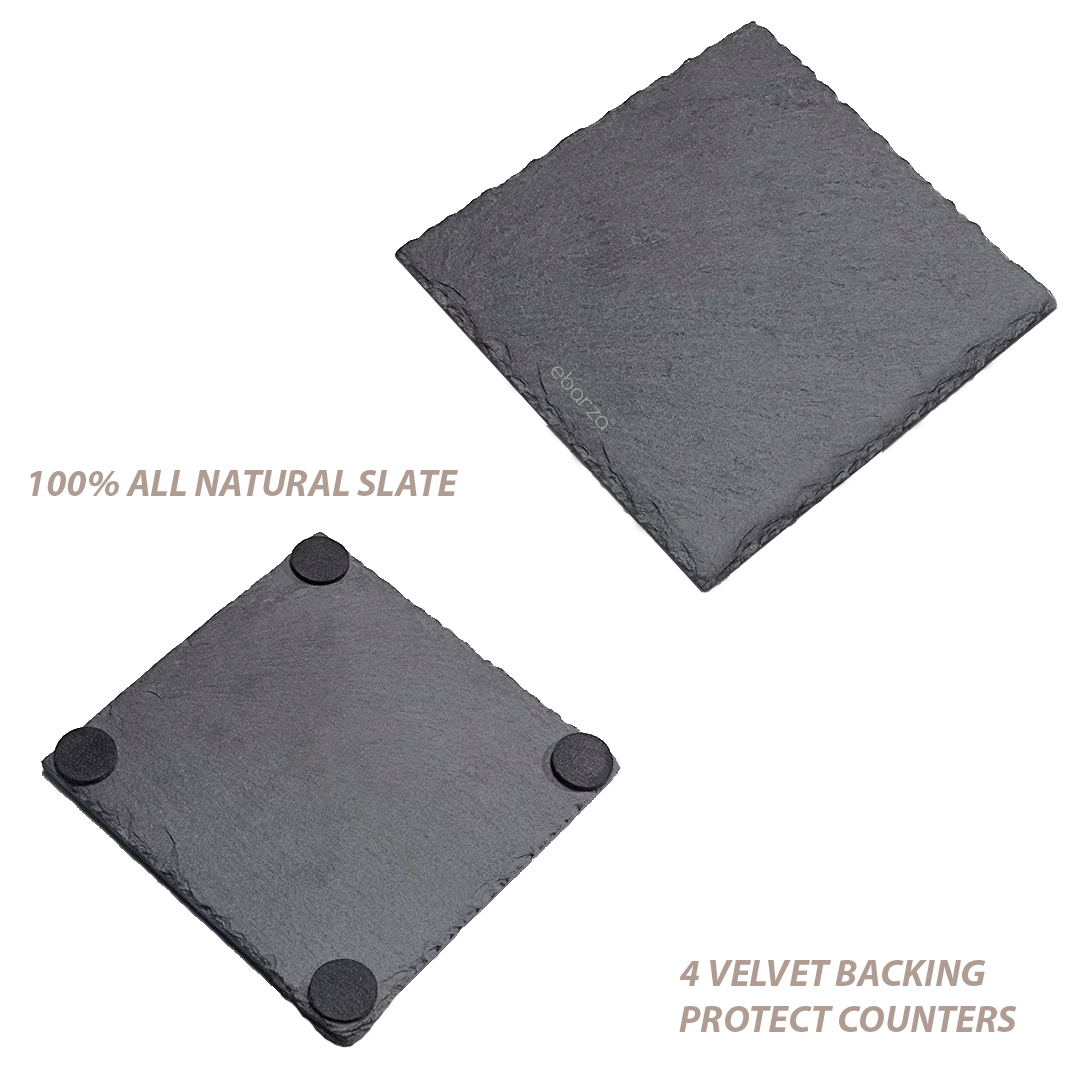 Set of 4 Slate Coasters Rough Chipped Edges 10cm - CKCA1010B - Coasters - ebarza Furniture UAE | Shop Modern Furniture in Abu Dhabi & Dubai - مفروشات ايبازرا في الامارات | تسوق اثاث عصري وديكورات مميزة في دبي وابوظبي