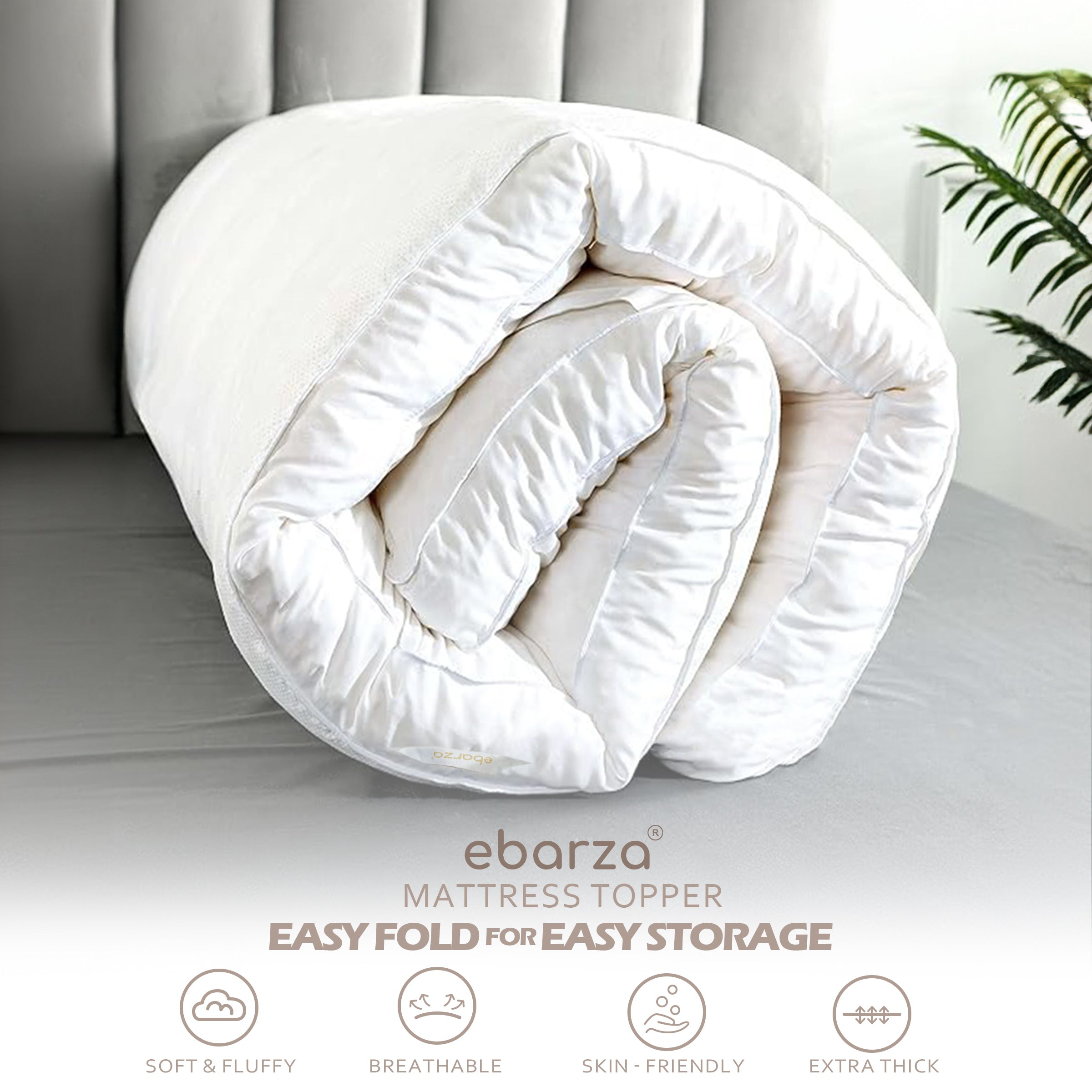 180X200X5 Down Feather Mattress Topper 040205231 - Bedding - ebarza Furniture UAE | Shop Modern Furniture in Abu Dhabi & Dubai - مفروشات ايبازرا في الامارات | تسوق اثاث عصري وديكورات مميزة في دبي وابوظبي