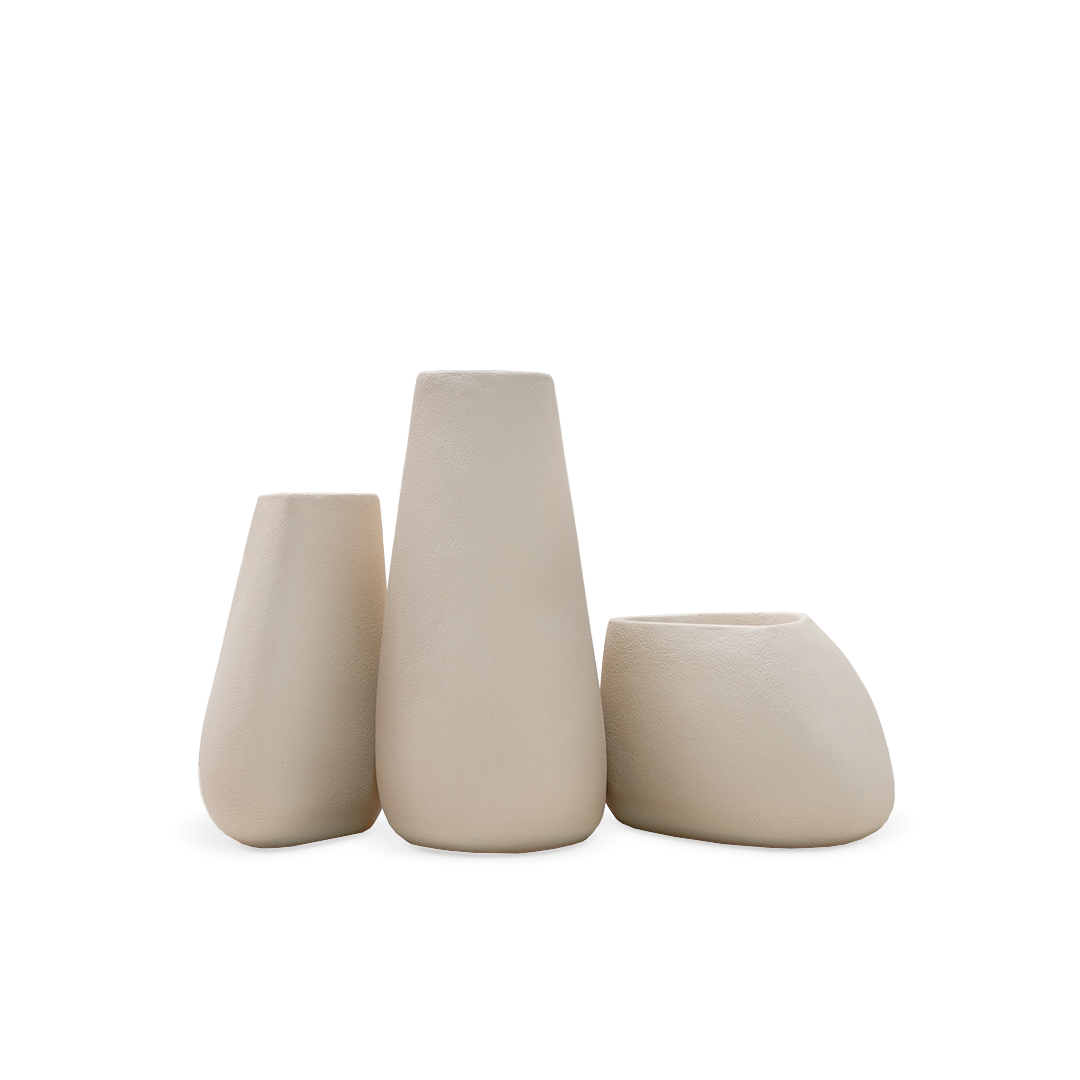 Pre-order 35 Days Delivery Set Of 3 Outdoor/Indoor Fiberglass Concrete Planter Box Xk-8177A+B+C - Beige - Planter Boxes - ebarza Furniture UAE | Shop Modern Furniture in Abu Dhabi & Dubai - مفروشات ايبازرا في الامارات | تسوق اثاث عصري وديكورات مميزة في دبي وابوظبي