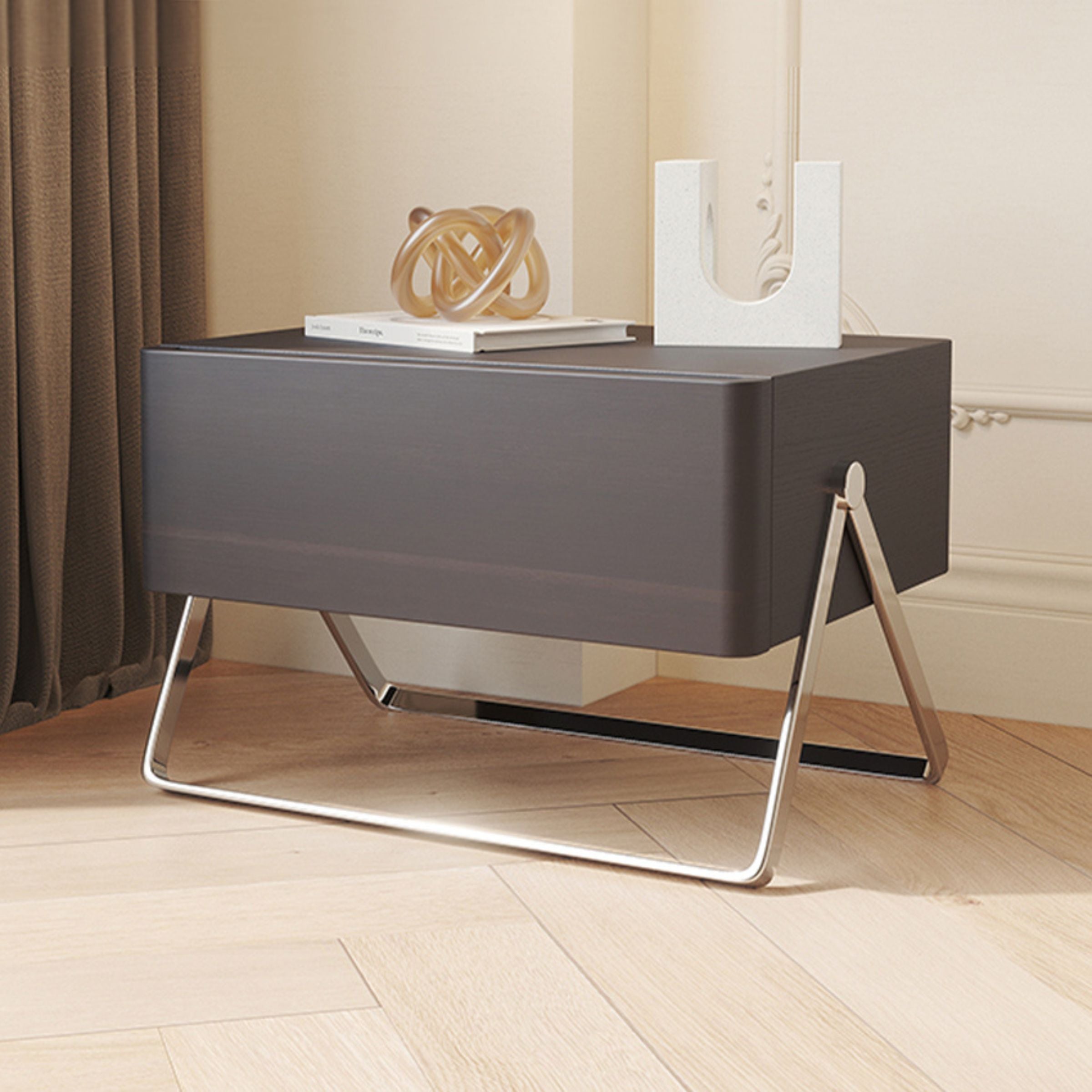 Basket Dark Walnut Bed Side Table MLL-T71 - Side Tables - ebarza Furniture UAE | Shop Modern Furniture in Abu Dhabi & Dubai - مفروشات ايبازرا في الامارات | تسوق اثاث عصري وديكورات مميزة في دبي وابوظبي