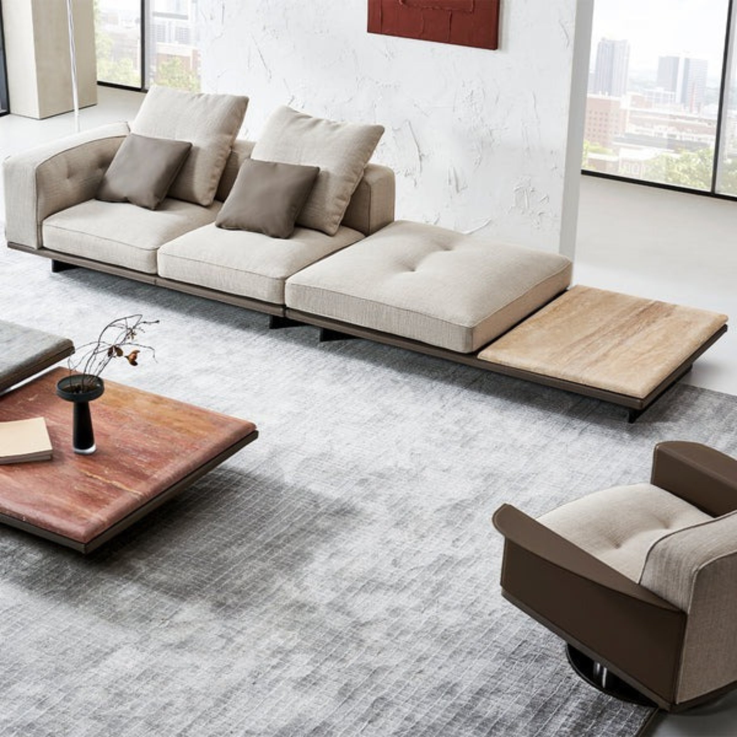 Avenor 3 Seater Sofa with Side Table Flip - SF091-3SF - Sofas - ebarza Furniture UAE | Shop Modern Furniture in Abu Dhabi & Dubai - مفروشات ايبازرا في الامارات | تسوق اثاث عصري وديكورات مميزة في دبي وابوظبي