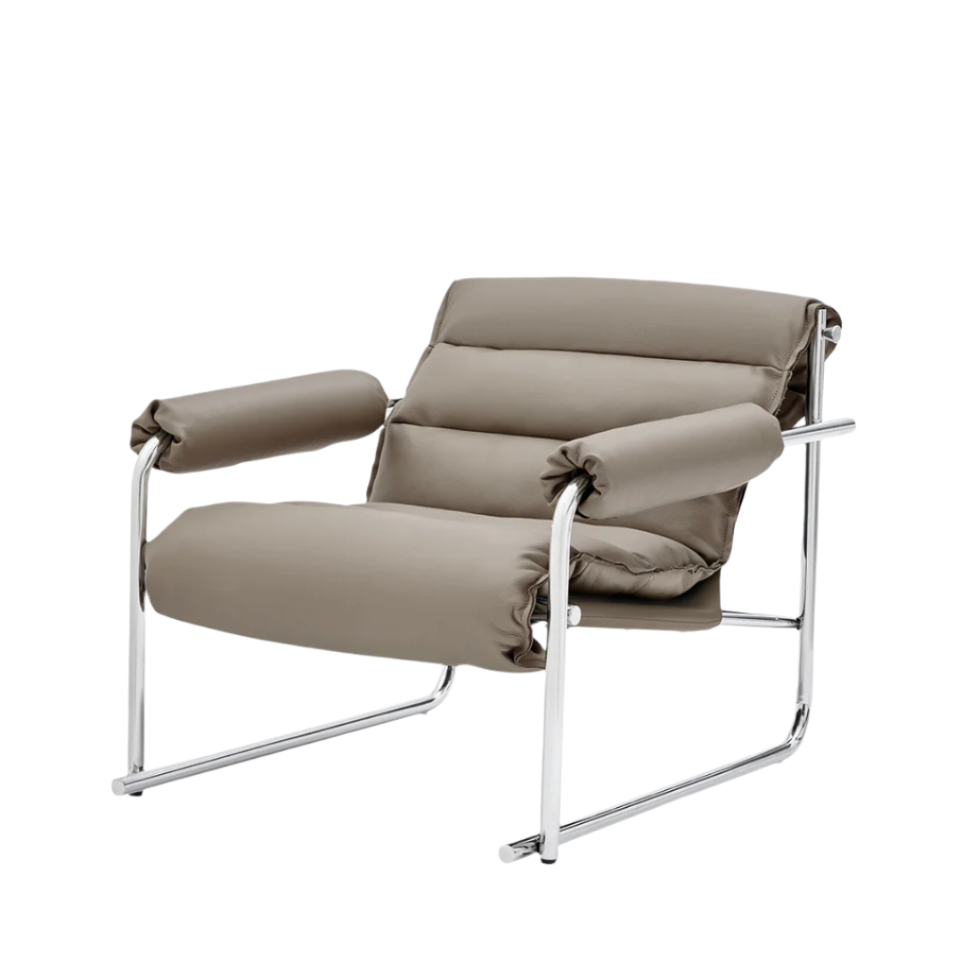 Murcia Whole Leather Lounge Chair LC066/BEIGE - Lounge Chairs - ebarza Furniture UAE | Shop Modern Furniture in Abu Dhabi & Dubai - مفروشات ايبازرا في الامارات | تسوق اثاث عصري وديكورات مميزة في دبي وابوظبي