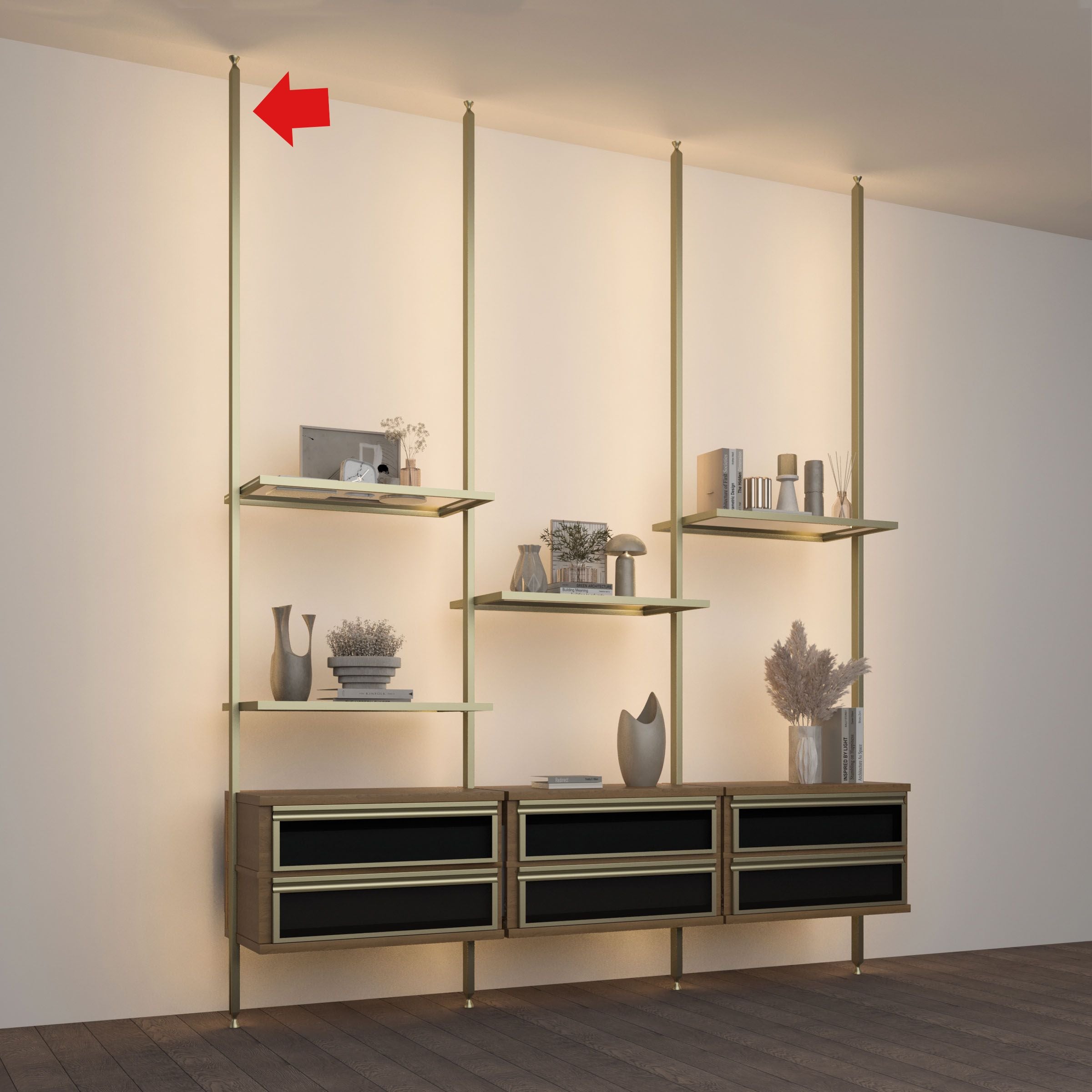 Antik Closet/partition Main Profile With LED 350cm Antik Color W-AL-10-1-0739 - Cabinets - ebarza Furniture UAE | Shop Modern Furniture in Abu Dhabi & Dubai - مفروشات ايبازرا في الامارات | تسوق اثاث عصري وديكورات مميزة في دبي وابوظبي