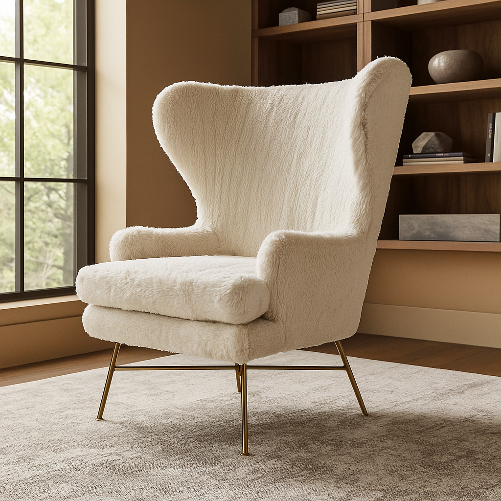 Wing Back Lounge Chair - Tan 19072E - Lounge Chairs - ebarza Furniture UAE | Shop Modern Furniture in Abu Dhabi & Dubai - مفروشات ايبازرا في الامارات | تسوق اثاث عصري وديكورات مميزة في دبي وابوظبي