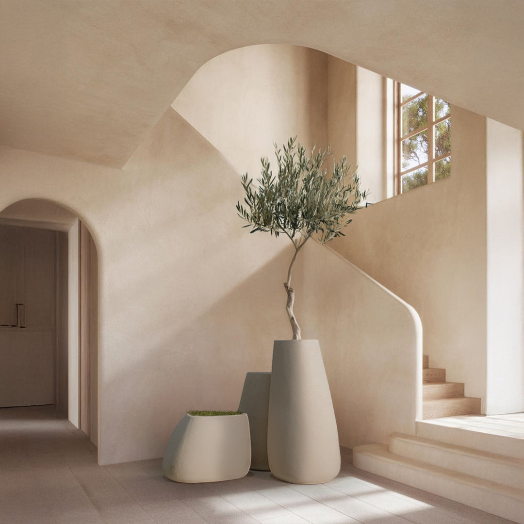 Pre-order 35 Days Delivery Set Of 3 Outdoor/Indoor Fiberglass Concrete Planter Box Xk-8177A+B+C - Beige - Planter Boxes - ebarza Furniture UAE | Shop Modern Furniture in Abu Dhabi & Dubai - مفروشات ايبازرا في الامارات | تسوق اثاث عصري وديكورات مميزة في دبي وابوظبي