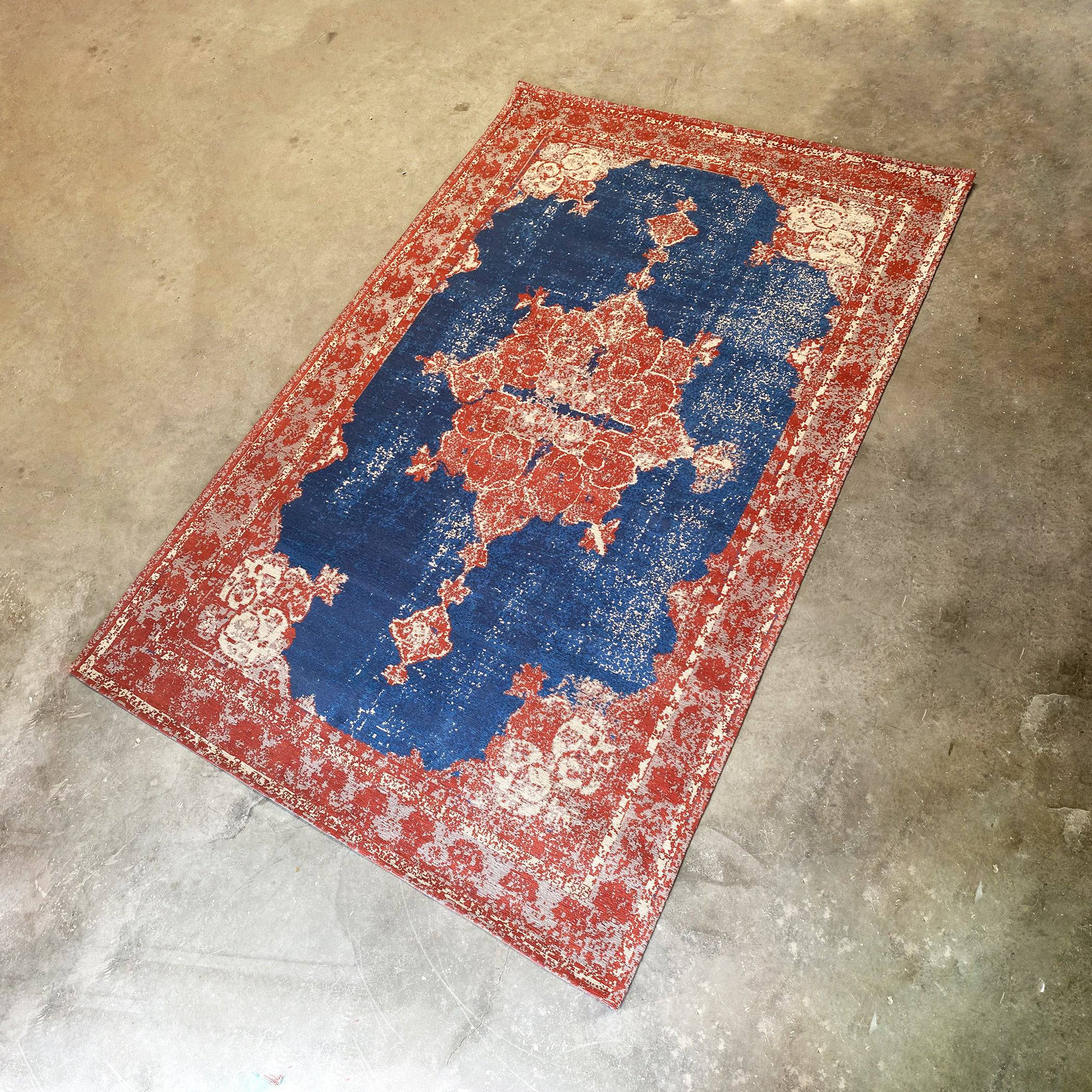 230X160 Cm Handmade Rug Melenia-Mx-163-Indigo-Rust-L - Rugs - ebarza Furniture UAE | Shop Modern Furniture in Abu Dhabi & Dubai - مفروشات ايبازرا في الامارات | تسوق اثاث عصري وديكورات مميزة في دبي وابوظبي
