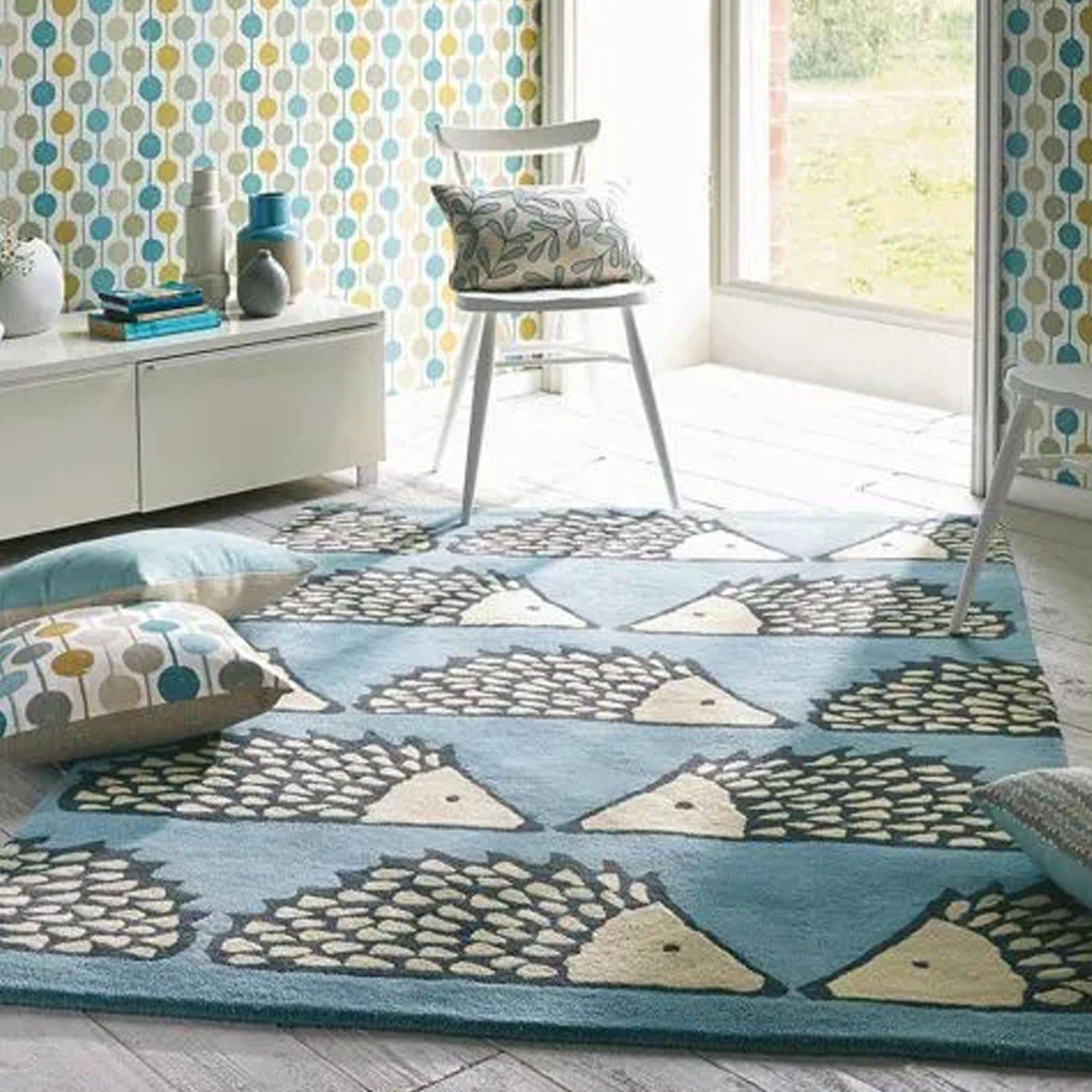 230X160 Cm Handmade Wool Rug Jh-20522-Blue-M - Rugs - ebarza Furniture UAE | Shop Modern Furniture in Abu Dhabi & Dubai - مفروشات ايبازرا في الامارات | تسوق اثاث عصري وديكورات مميزة في دبي وابوظبي