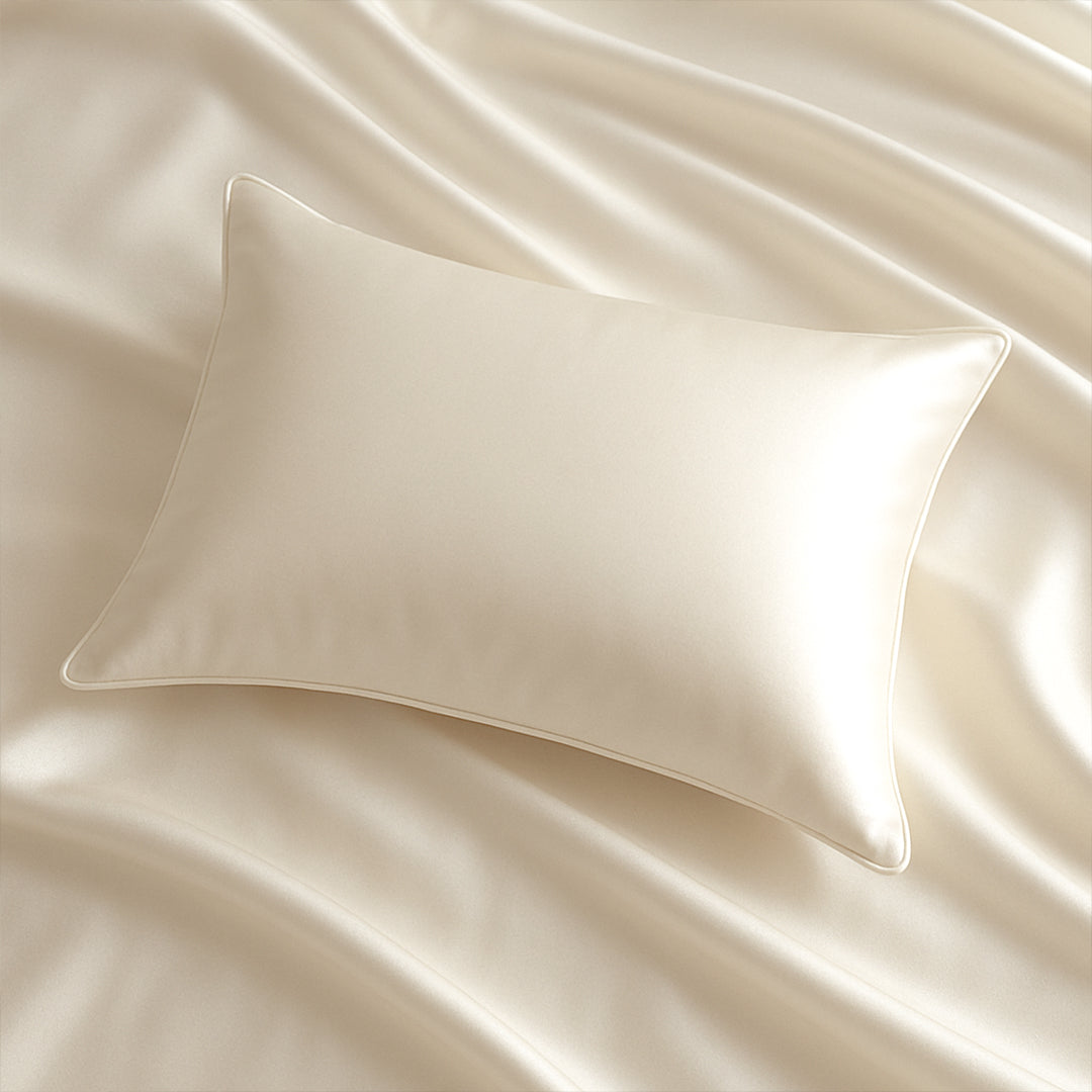 Ivory Pillowcase 50x70cm - 16mm Silk - Bedding - ebarza Furniture UAE | Shop Modern Furniture in Abu Dhabi & Dubai - مفروشات ايبازرا في الامارات | تسوق اثاث عصري وديكورات مميزة في دبي وابوظبي