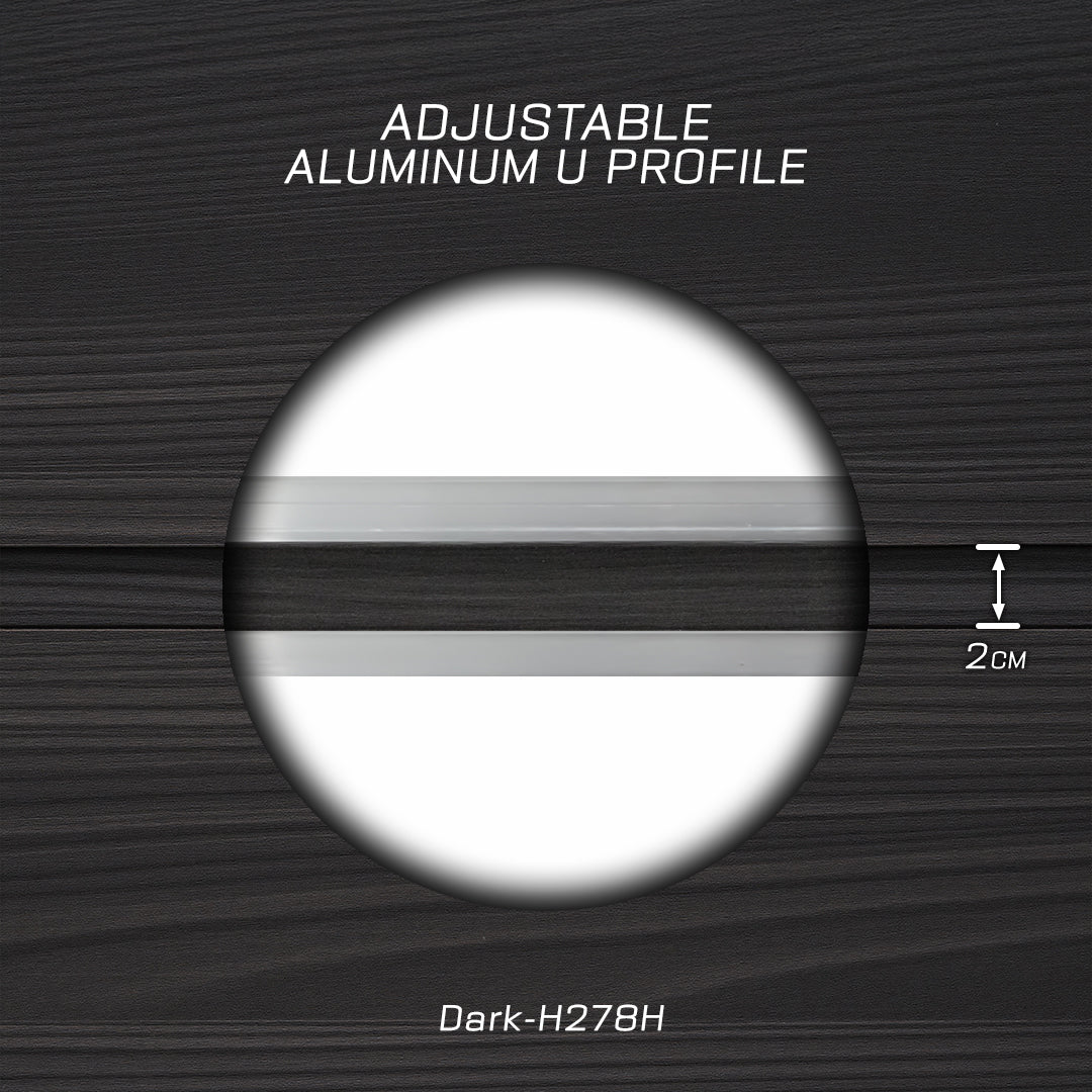 320H-ALUMINUM PROFILE- ADJUSTABLE DECORATION U-PROFILE COLOUR:Abruzzo Dark-H278H