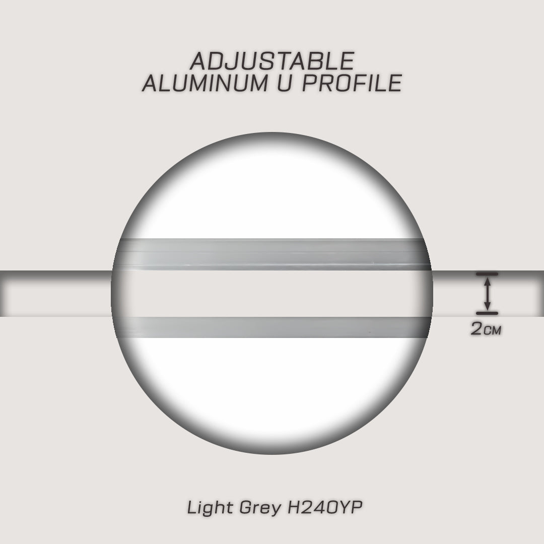 320H-ALUMINUM PROFILE- ADJUSTABLE U-PROFILE COLOUR : Light Grey H240YP - wall-panels-profiles - ebarza Furniture UAE | Shop Modern Furniture in Abu Dhabi & Dubai - مفروشات ايبازرا في الامارات | تسوق اثاث عصري وديكورات مميزة في دبي وابوظبي