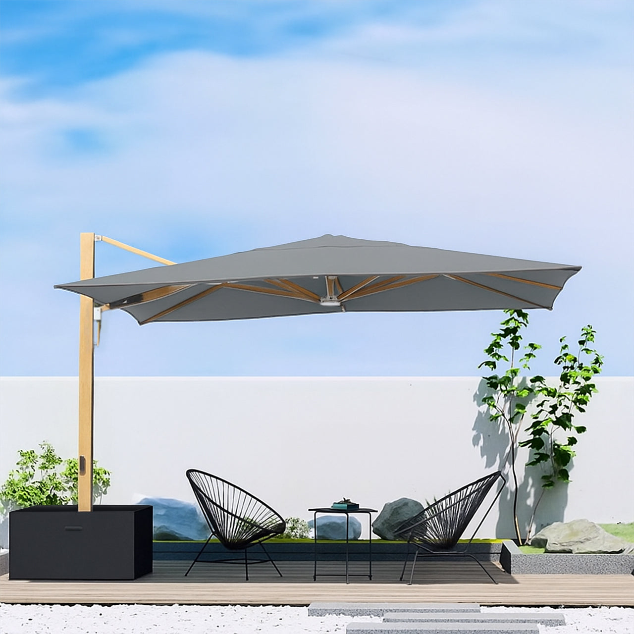 Opal Cantilever Umbrella With Base DC-LUP-117 / DC-BC-136 - Outdoor Umbrellas - ebarza Furniture UAE | Shop Modern Furniture in Abu Dhabi & Dubai - مفروشات ايبازرا في الامارات | تسوق اثاث عصري وديكورات مميزة في دبي وابوظبي