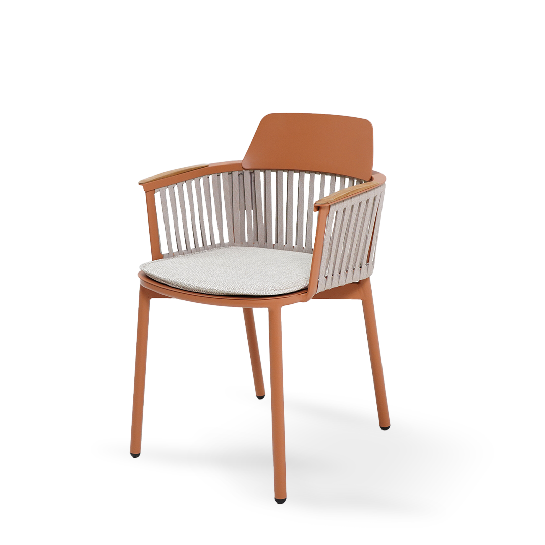Porto Outdoor Dining/Armchair with Alu Back and PVC Strap - AC2022N04ROP - Chairs - ebarza Furniture UAE | Shop Modern Furniture in Abu Dhabi & Dubai - مفروشات ايبازرا في الامارات | تسوق اثاث عصري وديكورات مميزة في دبي وابوظبي
