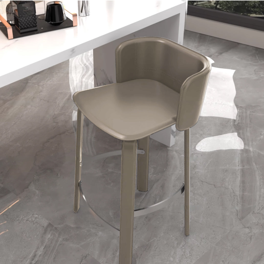 Pre-order 35 Days Delivery Beige Saddle Leather Bar Stool PZ-228-BAC - Bar Stools - ebarza Furniture UAE | Shop Modern Furniture in Abu Dhabi & Dubai - مفروشات ايبازرا في الامارات | تسوق اثاث عصري وديكورات مميزة في دبي وابوظبي