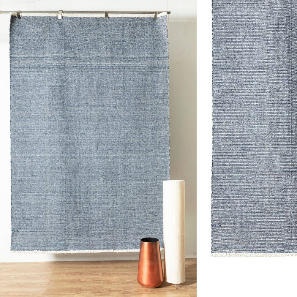 450X300 Cm Hand Woven Blue Wool Rug Jhd-7007 Blue-Grande - Rugs - ebarza Furniture UAE | Shop Modern Furniture in Abu Dhabi & Dubai - مفروشات ايبازرا في الامارات | تسوق اثاث عصري وديكورات مميزة في دبي وابوظبي