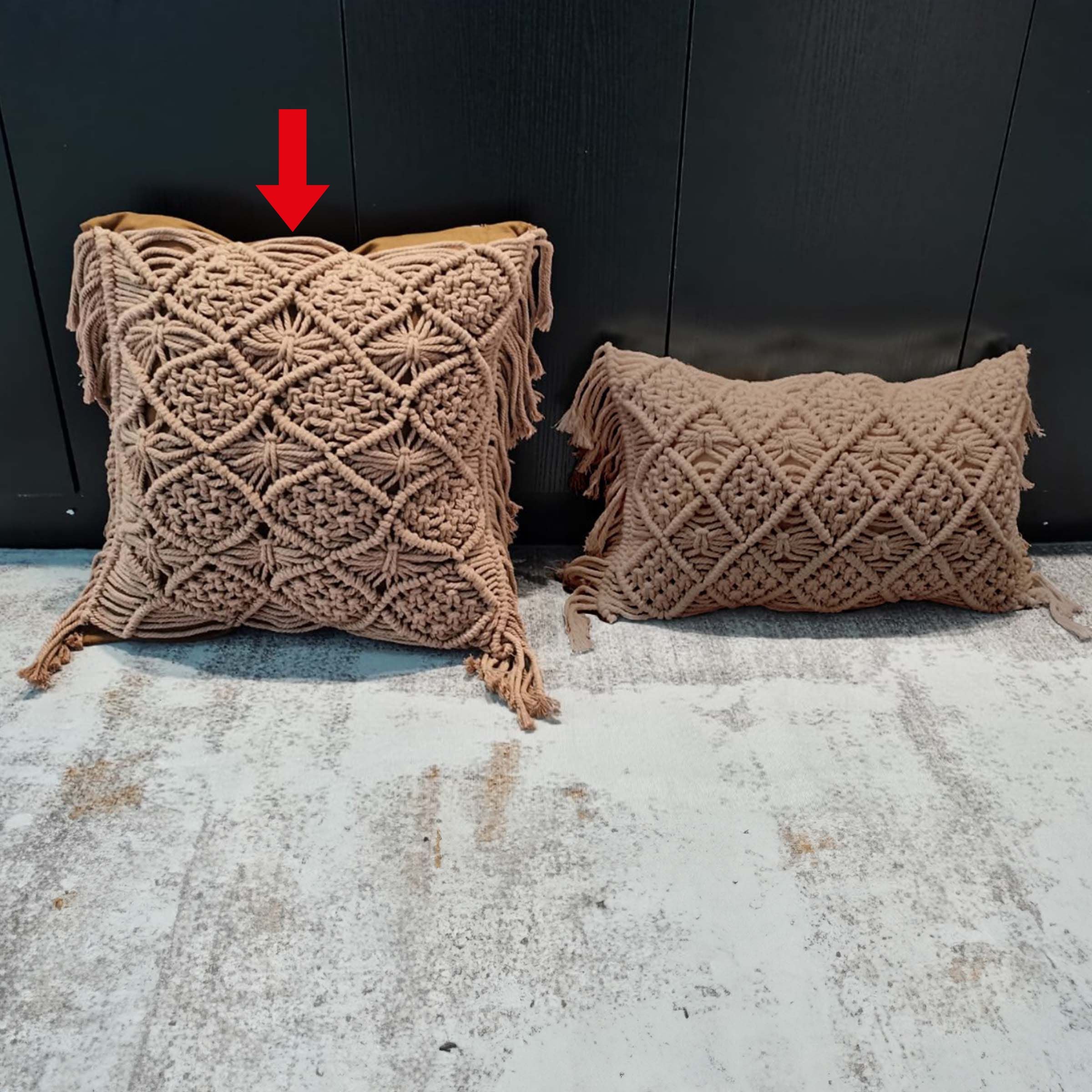 45x45 cm Rope Cushion KD2325 - Cushions - ebarza Furniture UAE | Shop Modern Furniture in Abu Dhabi & Dubai - مفروشات ايبازرا في الامارات | تسوق اثاث عصري وديكورات مميزة في دبي وابوظبي