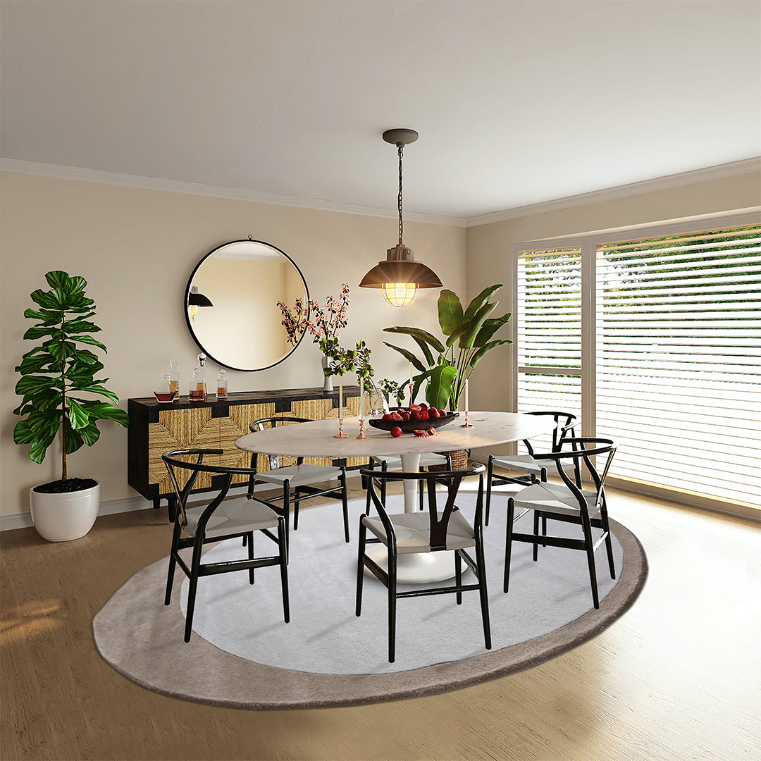 500X350 Cm WOOL BEIGE AND BROWN Round Rug JH-22729 - Rugs - ebarza Furniture UAE | Shop Modern Furniture in Abu Dhabi & Dubai - مفروشات ايبازرا في الامارات | تسوق اثاث عصري وديكورات مميزة في دبي وابوظبي