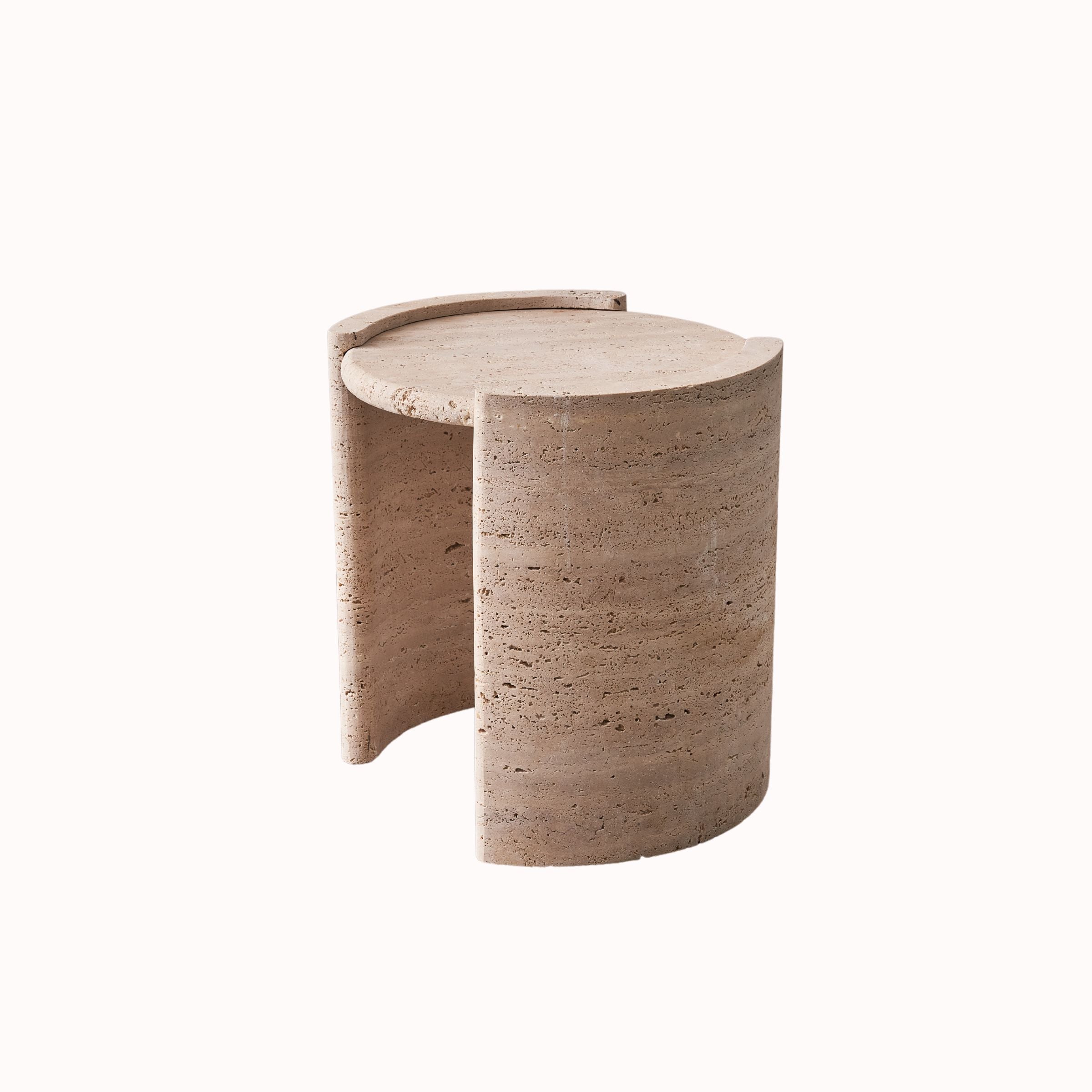Natural Travertine Side Table JA008-A - Side Tables - ebarza Furniture UAE | Shop Modern Furniture in Abu Dhabi & Dubai - مفروشات ايبازرا في الامارات | تسوق اثاث عصري وديكورات مميزة في دبي وابوظبي