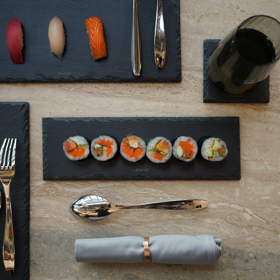 Slate Serving Board Rough Chipped Edges 30x10cm - CKPL3010B - Trays - ebarza Furniture UAE | Shop Modern Furniture in Abu Dhabi & Dubai - مفروشات ايبازرا في الامارات | تسوق اثاث عصري وديكورات مميزة في دبي وابوظبي