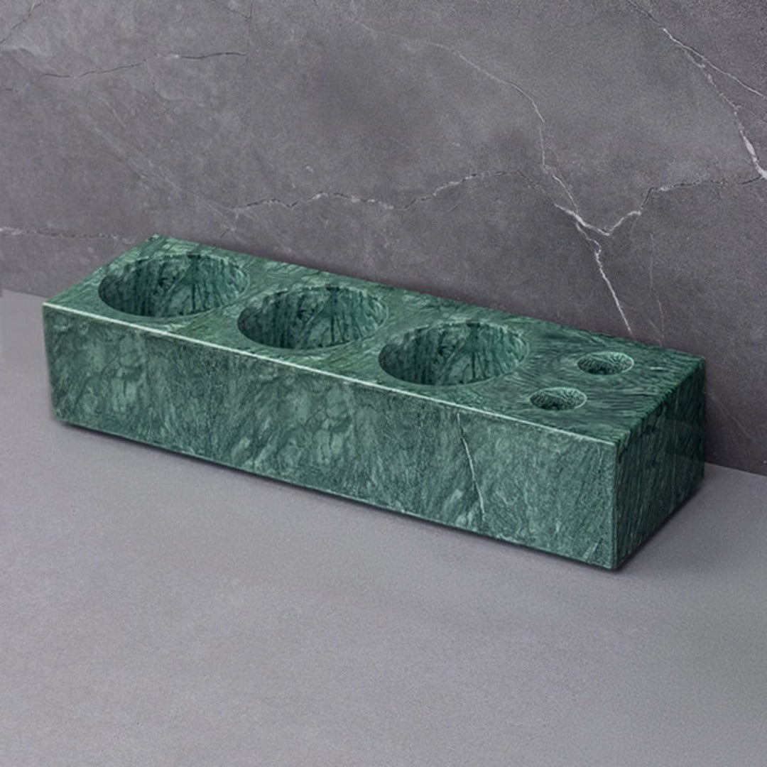 Indian Green Marble Electric Toothbrush Holder (With Crevice Brush Holes) THD840 - Bathroom Accessories - ebarza Furniture UAE | Shop Modern Furniture in Abu Dhabi & Dubai - مفروشات ايبازرا في الامارات | تسوق اثاث عصري وديكورات مميزة في دبي وابوظبي