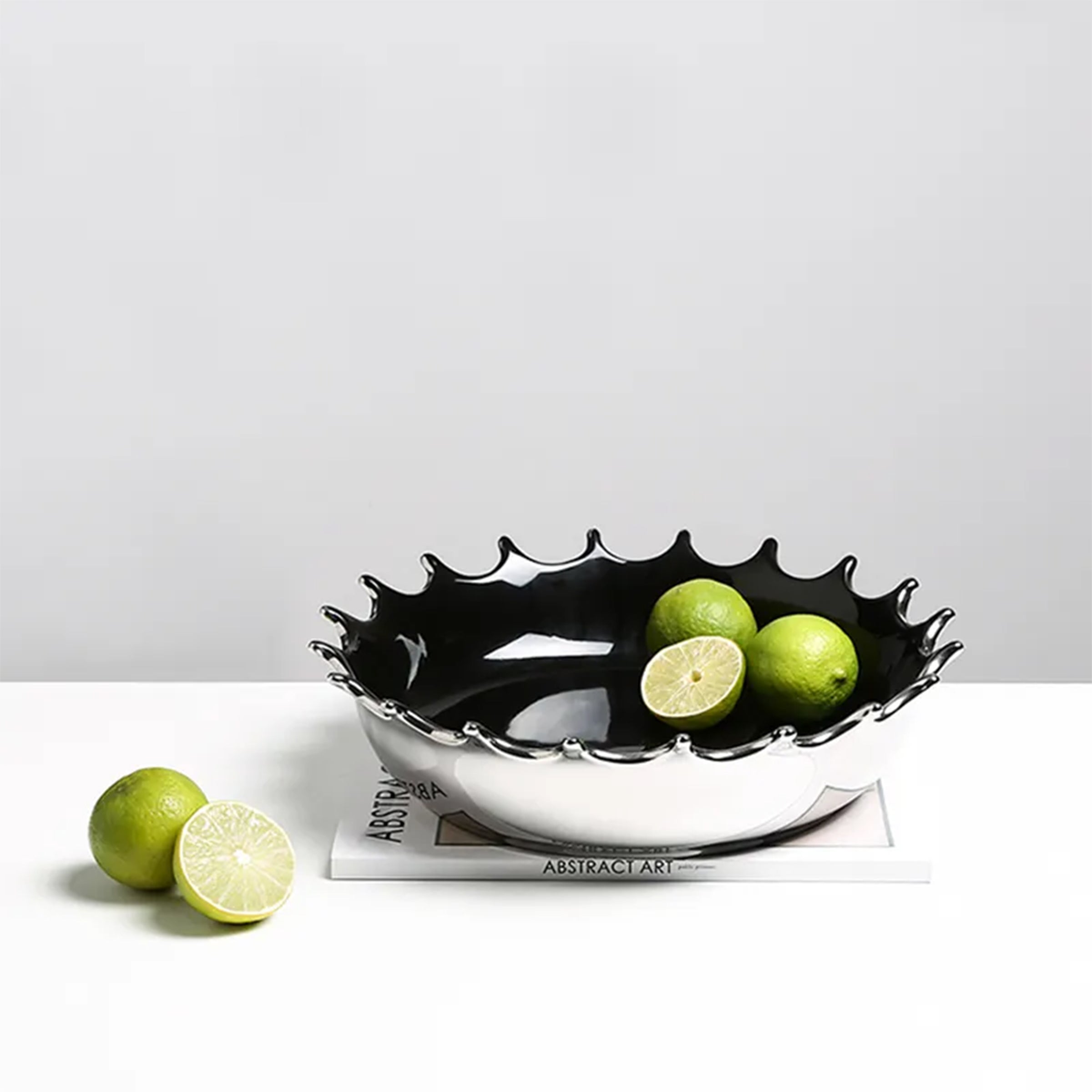 Chrome Look Ceramic Decorative Bowl FD-D22147 - Bowls - ebarza Furniture UAE | Shop Modern Furniture in Abu Dhabi & Dubai - مفروشات ايبازرا في الامارات | تسوق اثاث عصري وديكورات مميزة في دبي وابوظبي