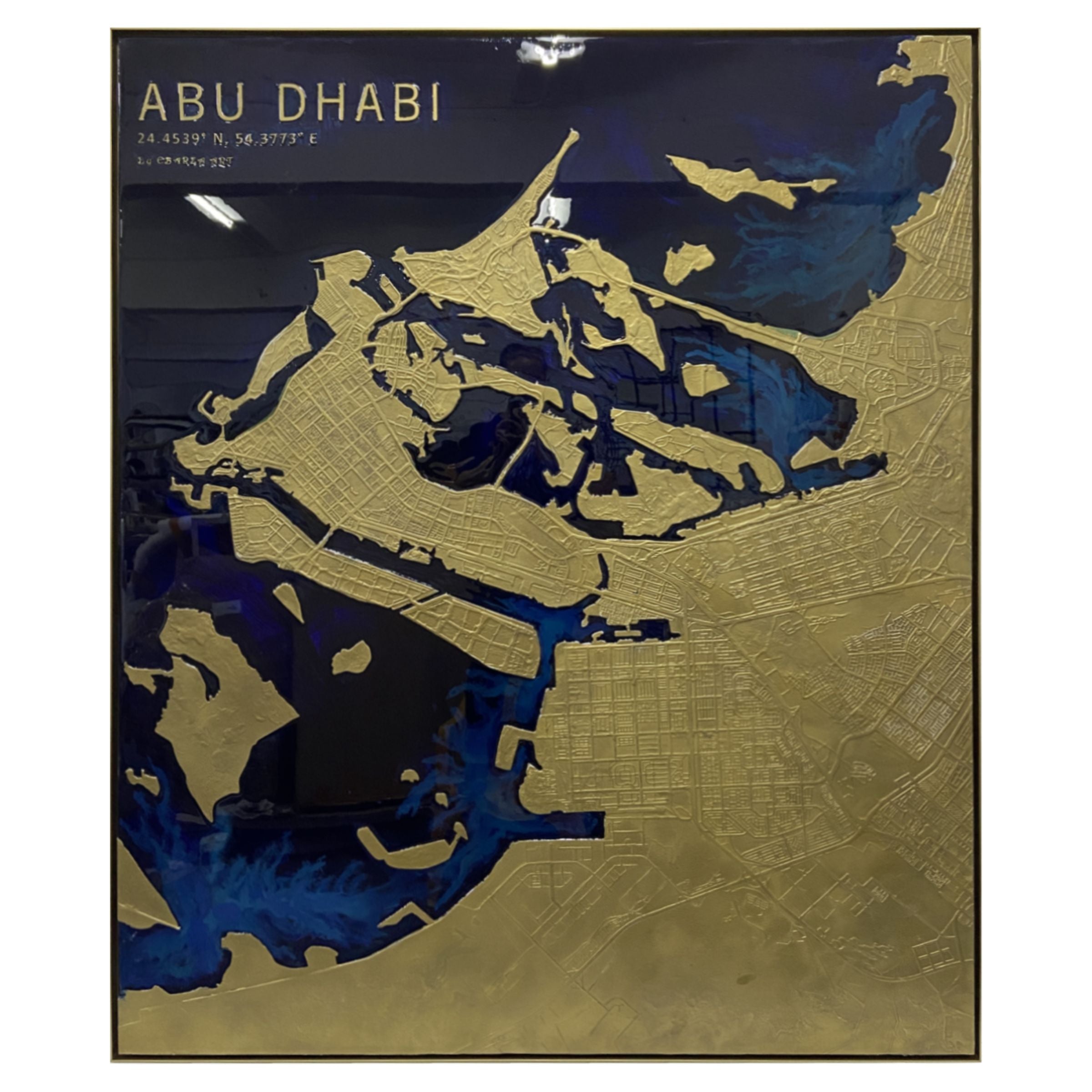 Abu Dhabi Map Handmade Painting 140x170 cm PCA-002B - Paintings - ebarza Furniture UAE | Shop Modern Furniture in Abu Dhabi & Dubai - مفروشات ايبازرا في الامارات | تسوق اثاث عصري وديكورات مميزة في دبي وابوظبي