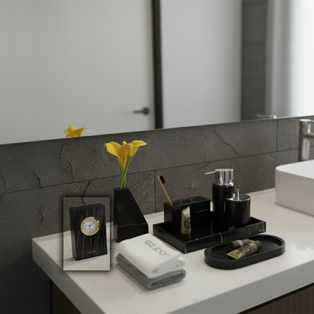 Ancient Wood Grain Marble Small Table Clock TCA891 - Clocks - ebarza Furniture UAE | Shop Modern Furniture in Abu Dhabi & Dubai - مفروشات ايبازرا في الامارات | تسوق اثاث عصري وديكورات مميزة في دبي وابوظبي