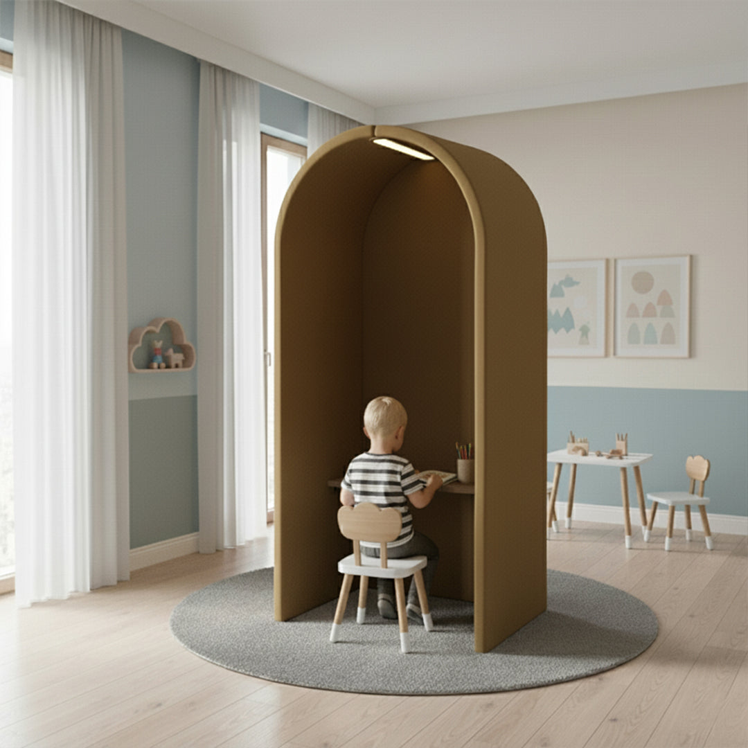 Arcadia Kids Desk/ Workstation YDJ-W106- Mustard - Office Booth - ebarza Furniture UAE | Shop Modern Furniture in Abu Dhabi & Dubai - مفروشات ايبازرا في الامارات | تسوق اثاث عصري وديكورات مميزة في دبي وابوظبي