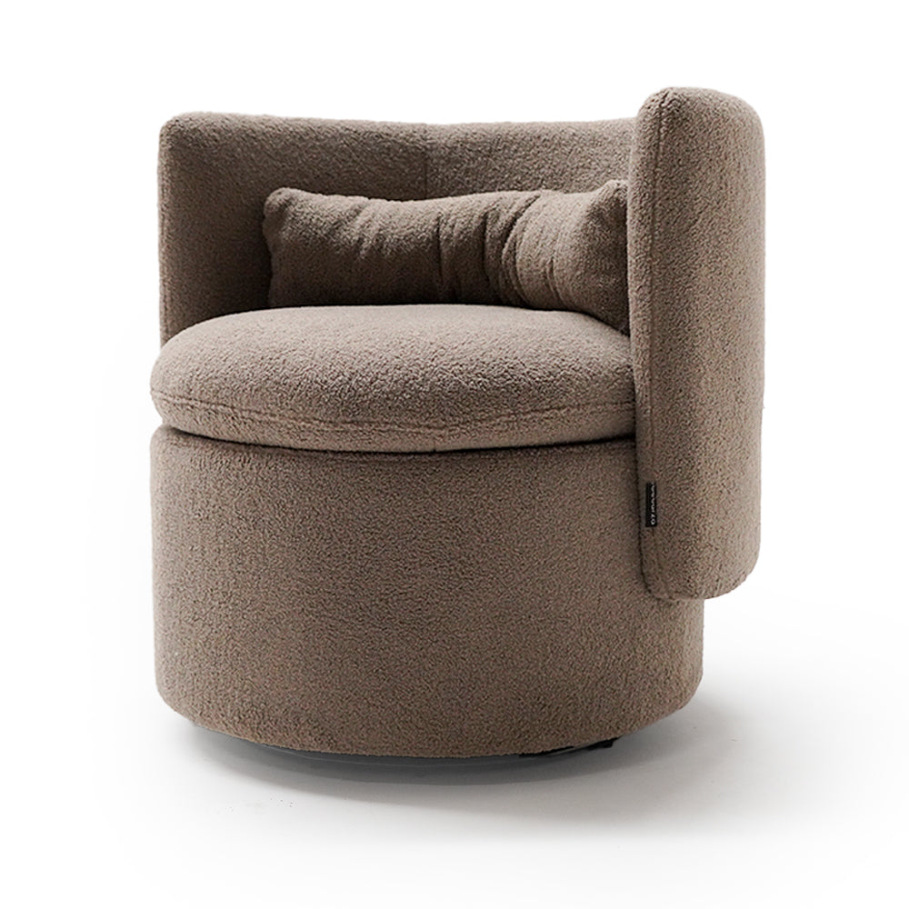 Round Back Swivel Chair - Brown 18103-01E - Armchairs - ebarza Furniture UAE | Shop Modern Furniture in Abu Dhabi & Dubai - مفروشات ايبازرا في الامارات | تسوق اثاث عصري وديكورات مميزة في دبي وابوظبي