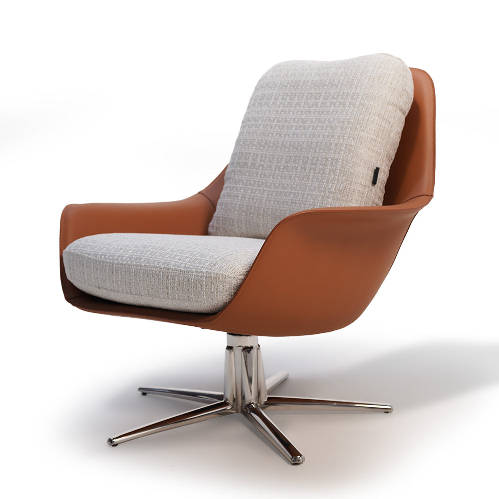 Swivel Serenity Shiny Stainless Steel Swivel Lounge Chair DJ610 / PZ-208-L - Lounge Chairs - ebarza Furniture UAE | Shop Modern Furniture in Abu Dhabi & Dubai - مفروشات ايبازرا في الامارات | تسوق اثاث عصري وديكورات مميزة في دبي وابوظبي