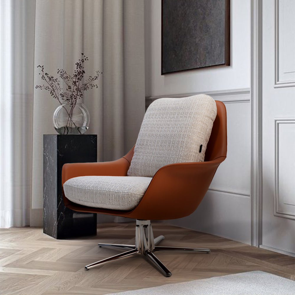 Swivel Serenity Shiny Stainless Steel Swivel Lounge Chair DJ610 / PZ-208-L - Lounge Chairs - ebarza Furniture UAE | Shop Modern Furniture in Abu Dhabi & Dubai - مفروشات ايبازرا في الامارات | تسوق اثاث عصري وديكورات مميزة في دبي وابوظبي