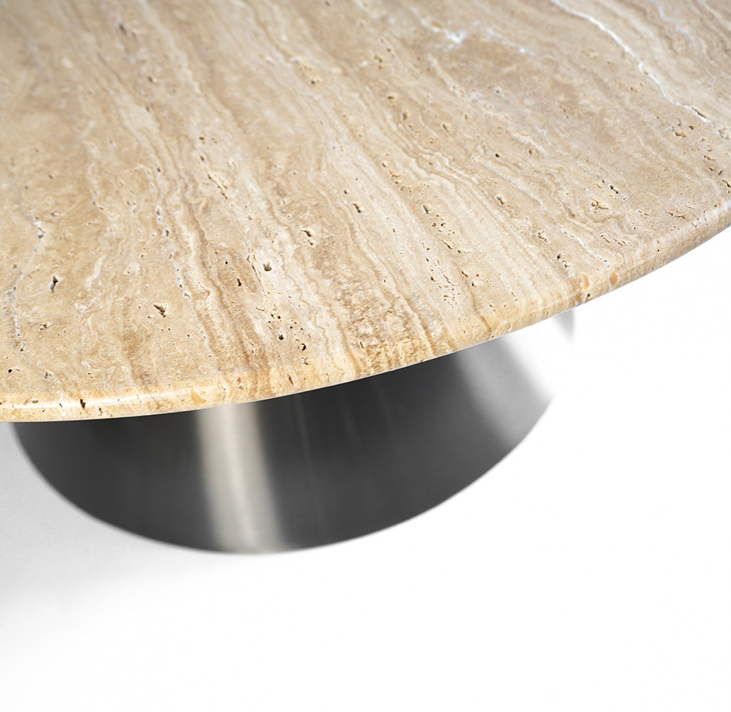 Travertine Top and Stainless Steel Base Coffee Table PZ-C08-B - Coffee tables - ebarza Furniture UAE | Shop Modern Furniture in Abu Dhabi & Dubai - مفروشات ايبازرا في الامارات | تسوق اثاث عصري وديكورات مميزة في دبي وابوظبي