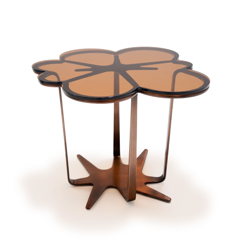 Glowing Blossom Glass Top Side Table ST760 - Side Tables - ebarza Furniture UAE | Shop Modern Furniture in Abu Dhabi & Dubai - مفروشات ايبازرا في الامارات | تسوق اثاث عصري وديكورات مميزة في دبي وابوظبي
