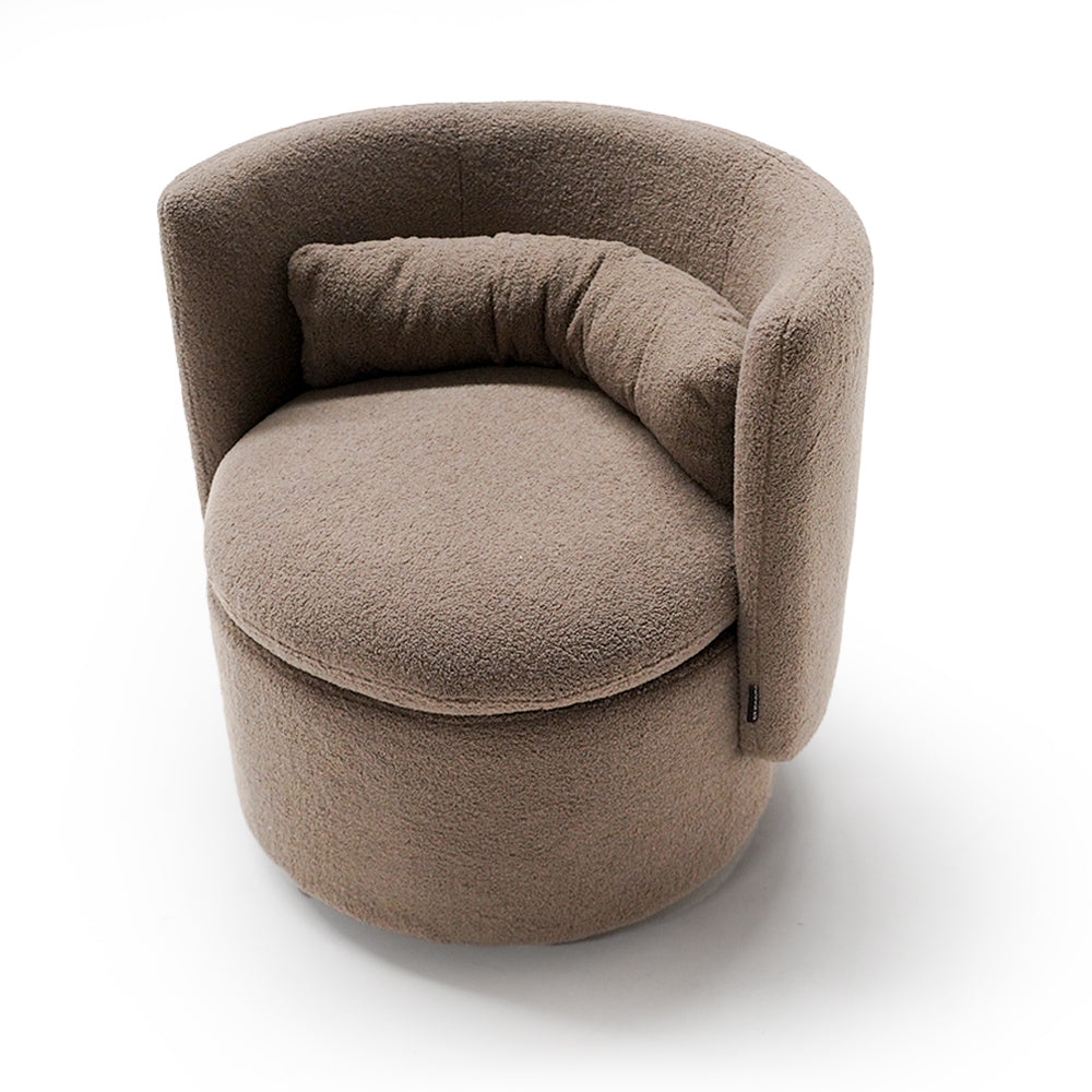 Round Back Swivel Chair - Brown 18103-01E - Armchairs - ebarza Furniture UAE | Shop Modern Furniture in Abu Dhabi & Dubai - مفروشات ايبازرا في الامارات | تسوق اثاث عصري وديكورات مميزة في دبي وابوظبي