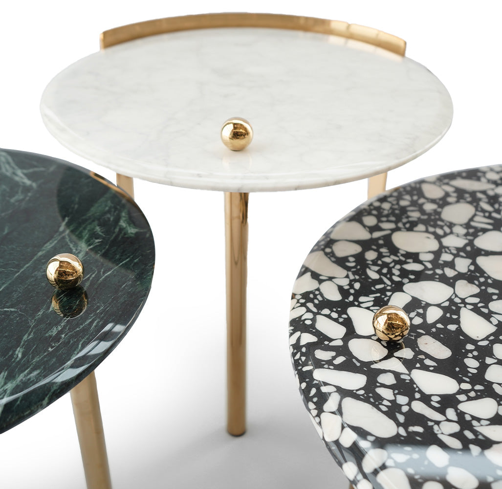 Set Of 3 Natural Marble Center Table Tg-631 - Coffee Tables - ebarza Furniture UAE | Shop Modern Furniture in Abu Dhabi & Dubai - مفروشات ايبازرا في الامارات | تسوق اثاث عصري وديكورات مميزة في دبي وابوظبي