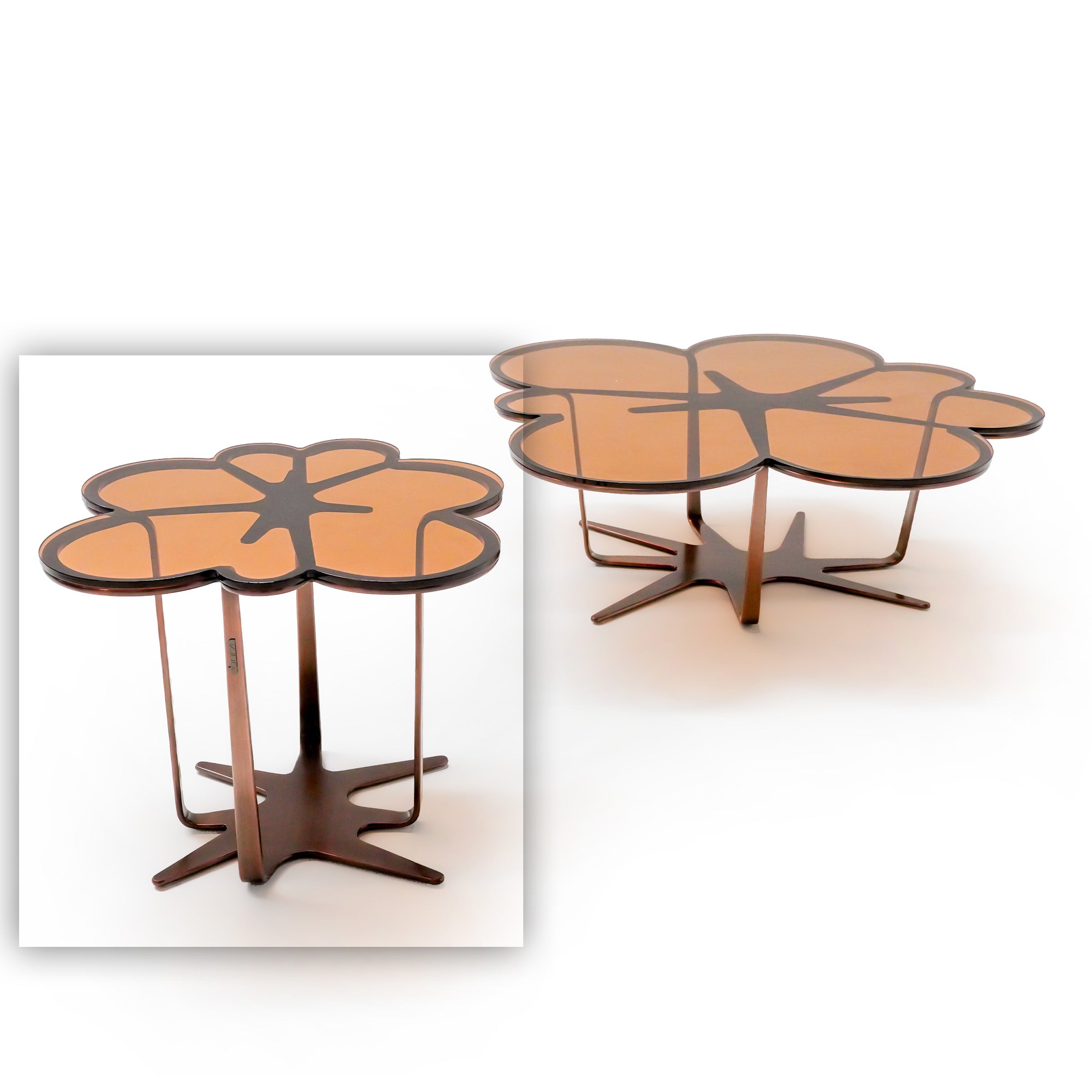 Glowing Blossom Glass Top Side Table ST760 - Side Tables - ebarza Furniture UAE | Shop Modern Furniture in Abu Dhabi & Dubai - مفروشات ايبازرا في الامارات | تسوق اثاث عصري وديكورات مميزة في دبي وابوظبي