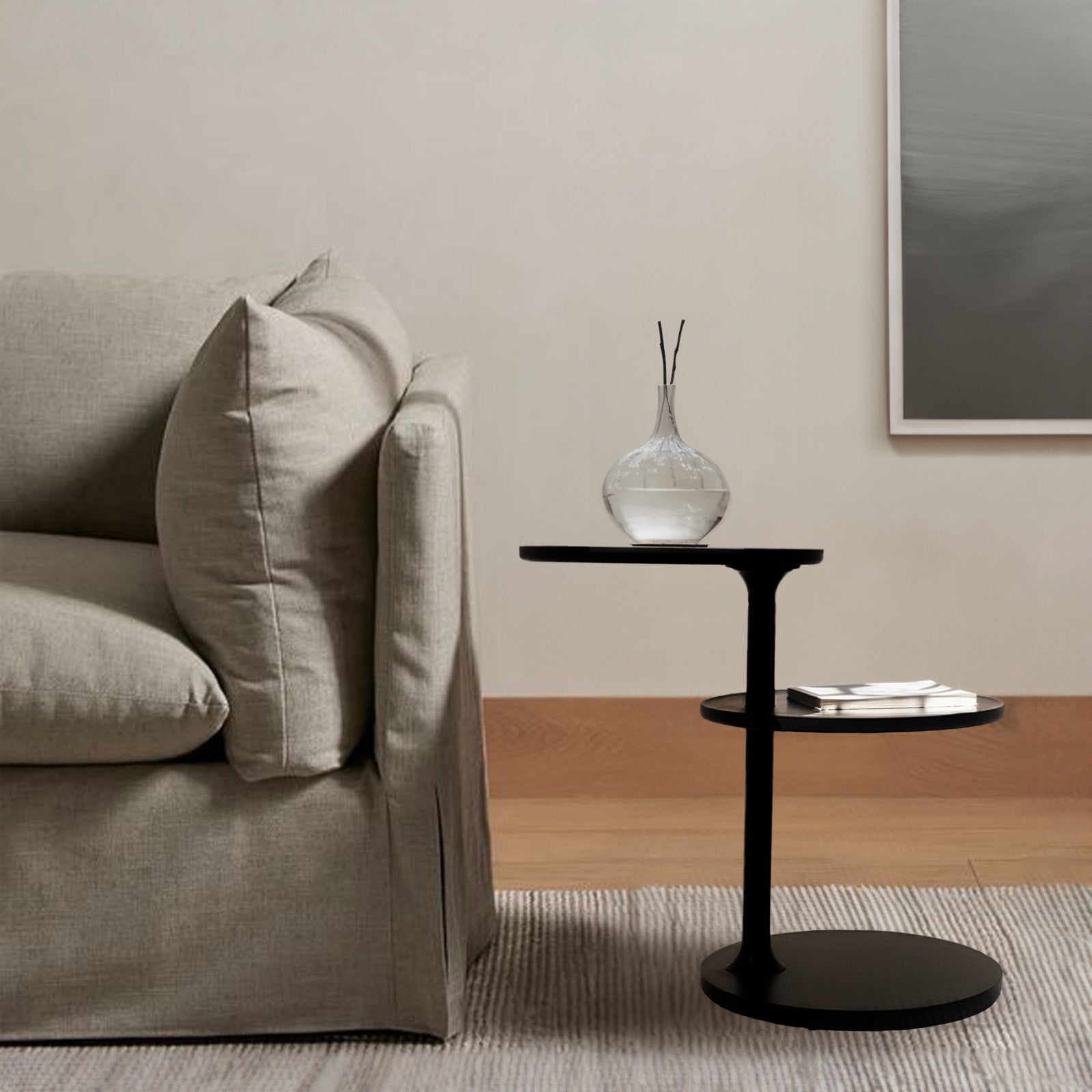 Merla Eclipse Solid Wood Metal Base SIDE TABLE LT058 - Side Tables - ebarza Furniture UAE | Shop Modern Furniture in Abu Dhabi & Dubai - مفروشات ايبازرا في الامارات | تسوق اثاث عصري وديكورات مميزة في دبي وابوظبي