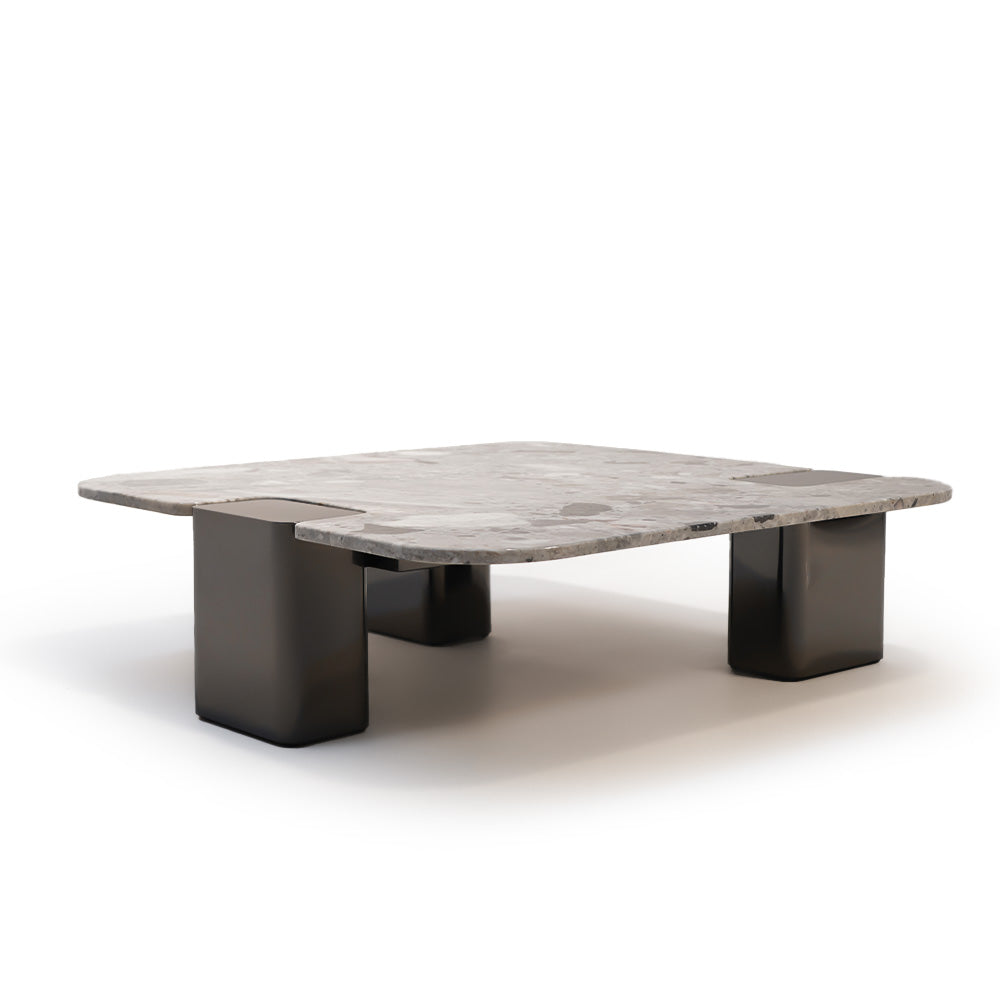 Coffee Table Natural Stone Top Stainless Steel Leg - LT053H - Coffee Tables - ebarza Furniture UAE | Shop Modern Furniture in Abu Dhabi & Dubai - مفروشات ايبازرا في الامارات | تسوق اثاث عصري وديكورات مميزة في دبي وابوظبي