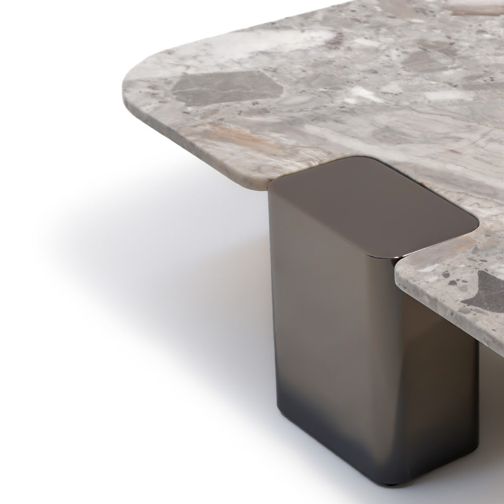 Coffee Table Natural Stone Top Stainless Steel Leg - LT053H - Coffee Tables - ebarza Furniture UAE | Shop Modern Furniture in Abu Dhabi & Dubai - مفروشات ايبازرا في الامارات | تسوق اثاث عصري وديكورات مميزة في دبي وابوظبي