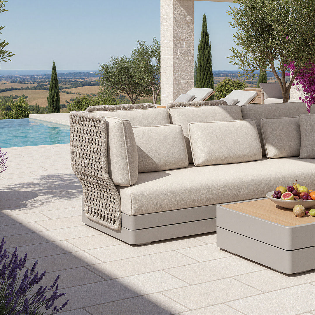 Attal Alu Rope Sofa Set And Center And Side Table SYN-SCST01 25007 - Outdoor Sofas - ebarza Furniture UAE | Shop Modern Furniture in Abu Dhabi & Dubai - مفروشات ايبازرا في الامارات | تسوق اثاث عصري وديكورات مميزة في دبي وابوظبي